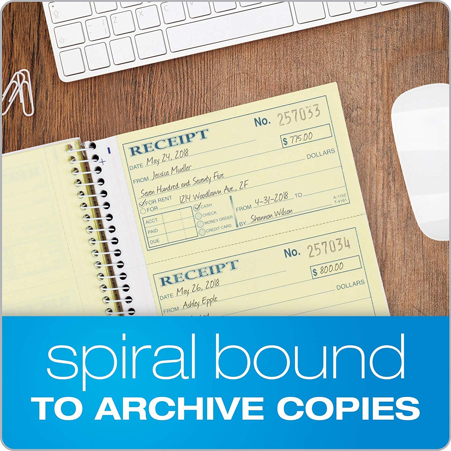 Amazon.com : Adams Money and Rent Receipt Book, 2-Part Carbonless, 5-1/4" x  11", Spiral Bound, 200 Sets per Book, 4 Receipts per Page, Sold as 5 Pack,  1000 Sets Total (SC1152) : Office Products