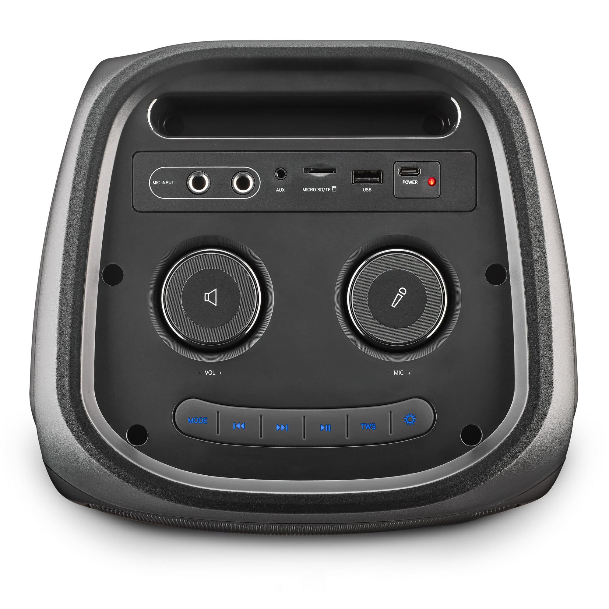 NGS Wild Temper - Altoparlante portatile Bluetooth 5.3 per feste, 200 W, TWS, luci LED RGB, doppio ingresso microfono karaoke, USB/AUX, batteria da 4400 mAh