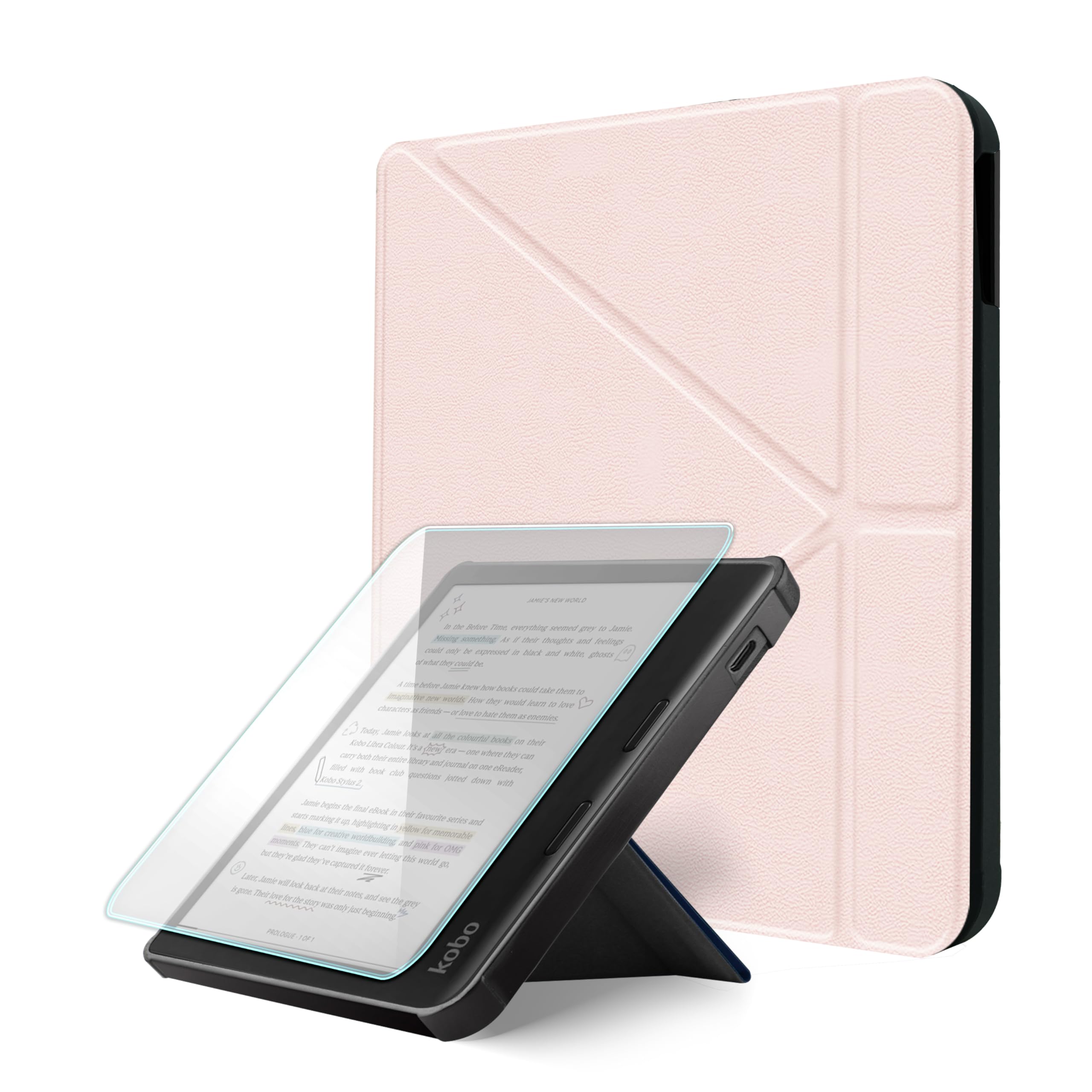 Case For Kobo Libra Colour/Kobo Libra 2, Includes a Case & Screen Protector - 7" Origami Cover Fit for Kobo Libra (Model N418/N428) with Auto Sleep/Wake(Starry Night, 7 icnh) — view 14