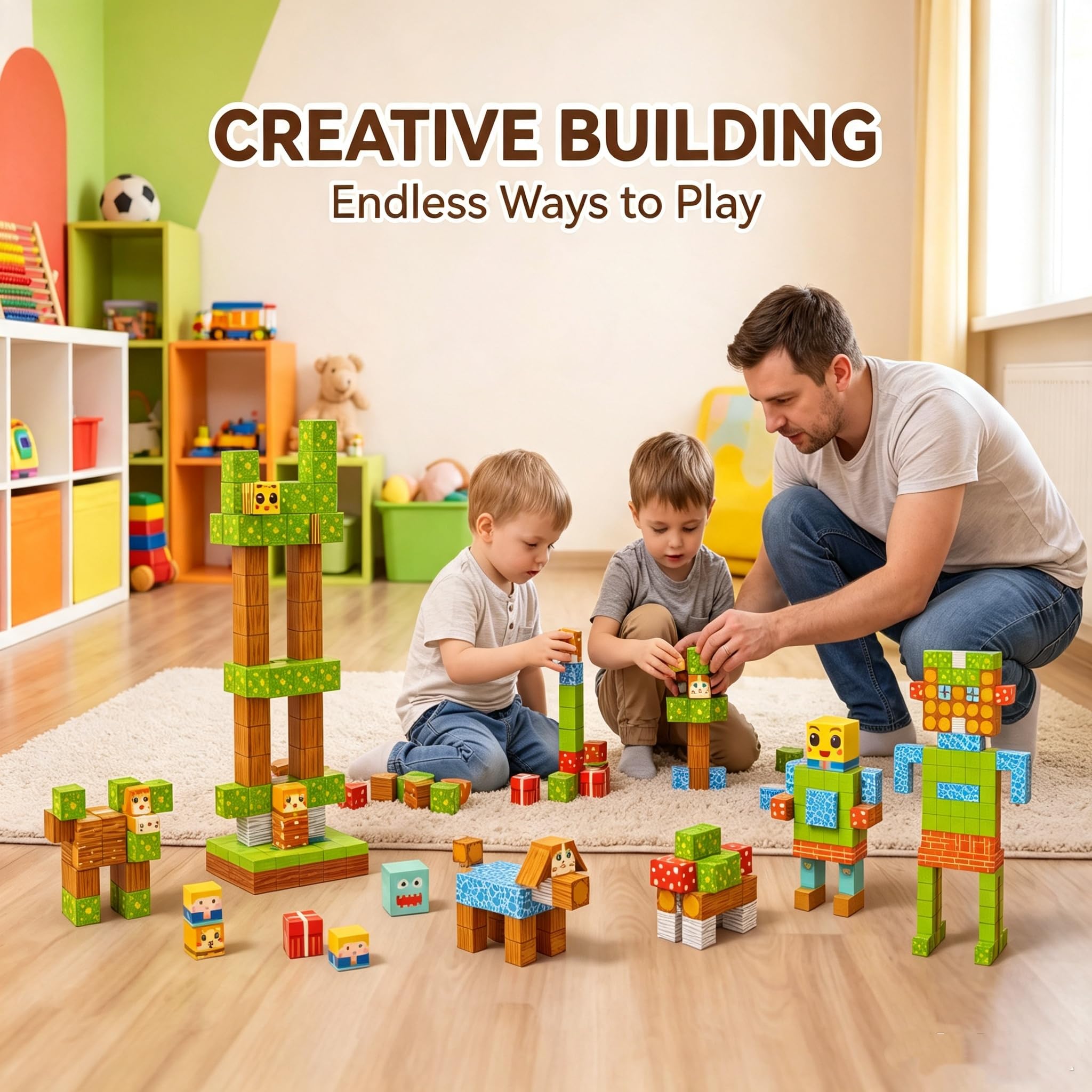 Magnéticos de Construcción para Niños de 3 a 6 Años (100 Piezas) - Bloques Magnéticos 3D Educativos STEM, Set de Juguetes Infantiles Creativos, Juego de Imanes, Regalo Ideal de Navidad y Cumpleaños