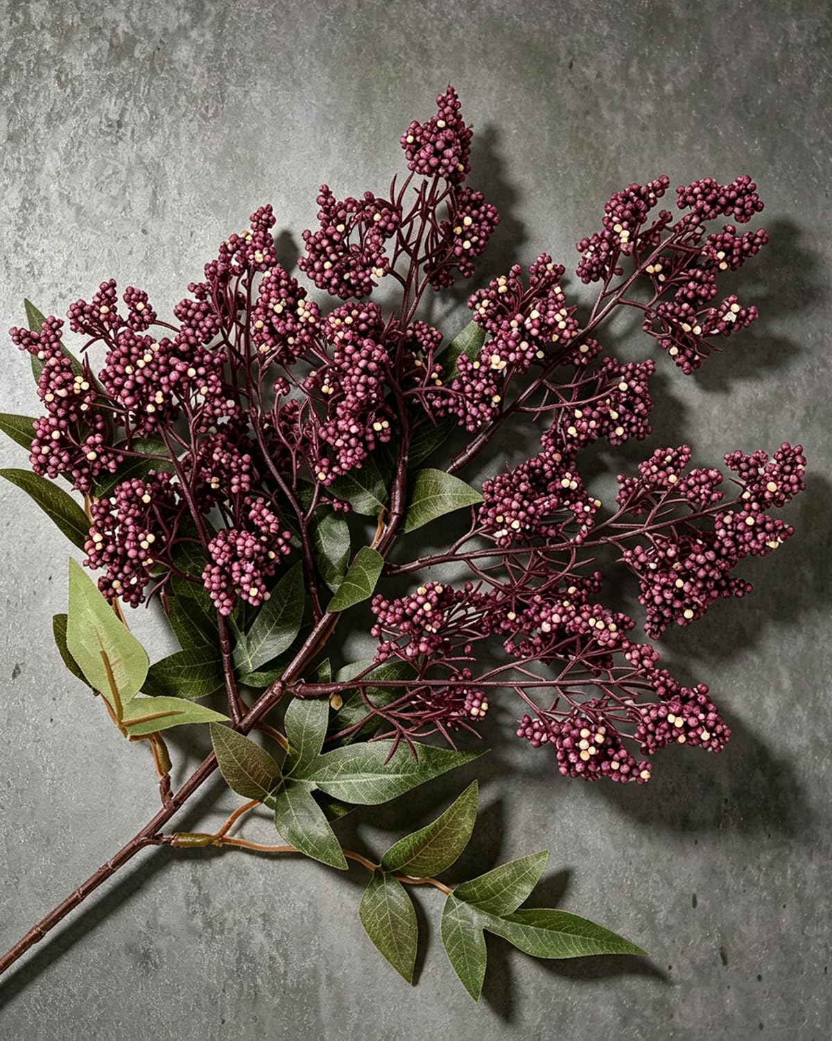 6 Pack 17in Artificial Nandina Berry Stems, Dusty Plum Faux Berry Stems