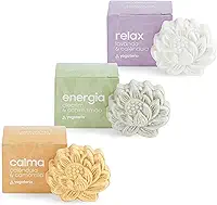 YOGATERIA Kit Escalda Pés Efervescentes | Sais para os pés | Argilas, Ervas e Óleos Essenciais | 100% vegano e Natural e Livre de Lauril 50g / cx (Kit 3 - Relax | Energia | Calma)