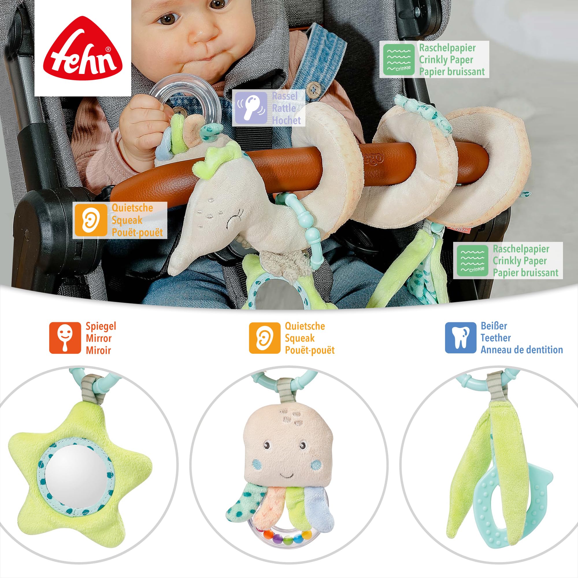 Coriver Spirale D'Activité Pour Poussette Avec Boîte à Musique - Jouet Suspendu Pour Bébé, Siège Auto, Lit