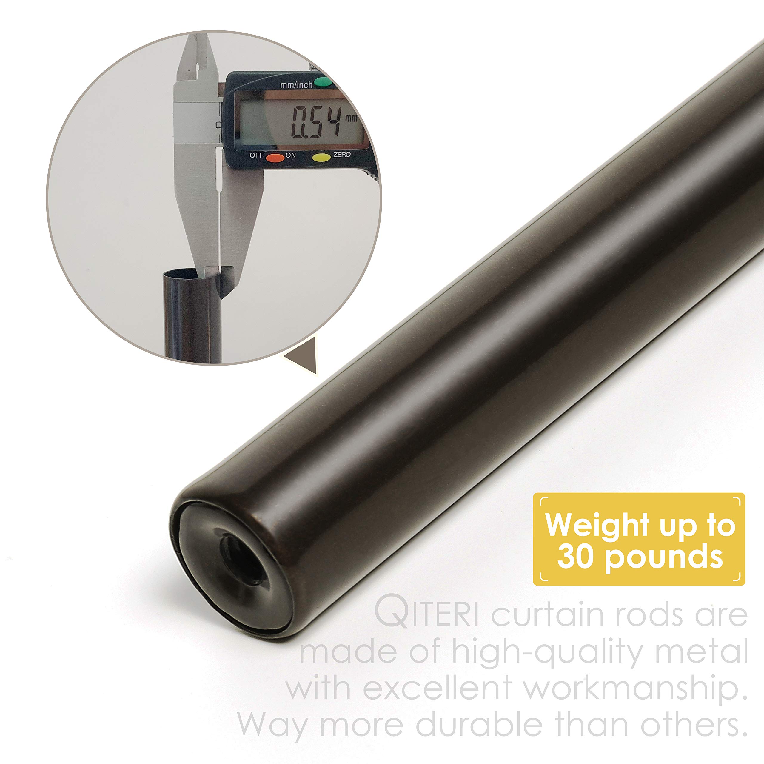 QITERI Curtain Rods 28 to 48 inch for Windows 2 Pack,Antique Bronze,Netted Texture Finials (Antique Bronze, 28-48" | 2 Pack)