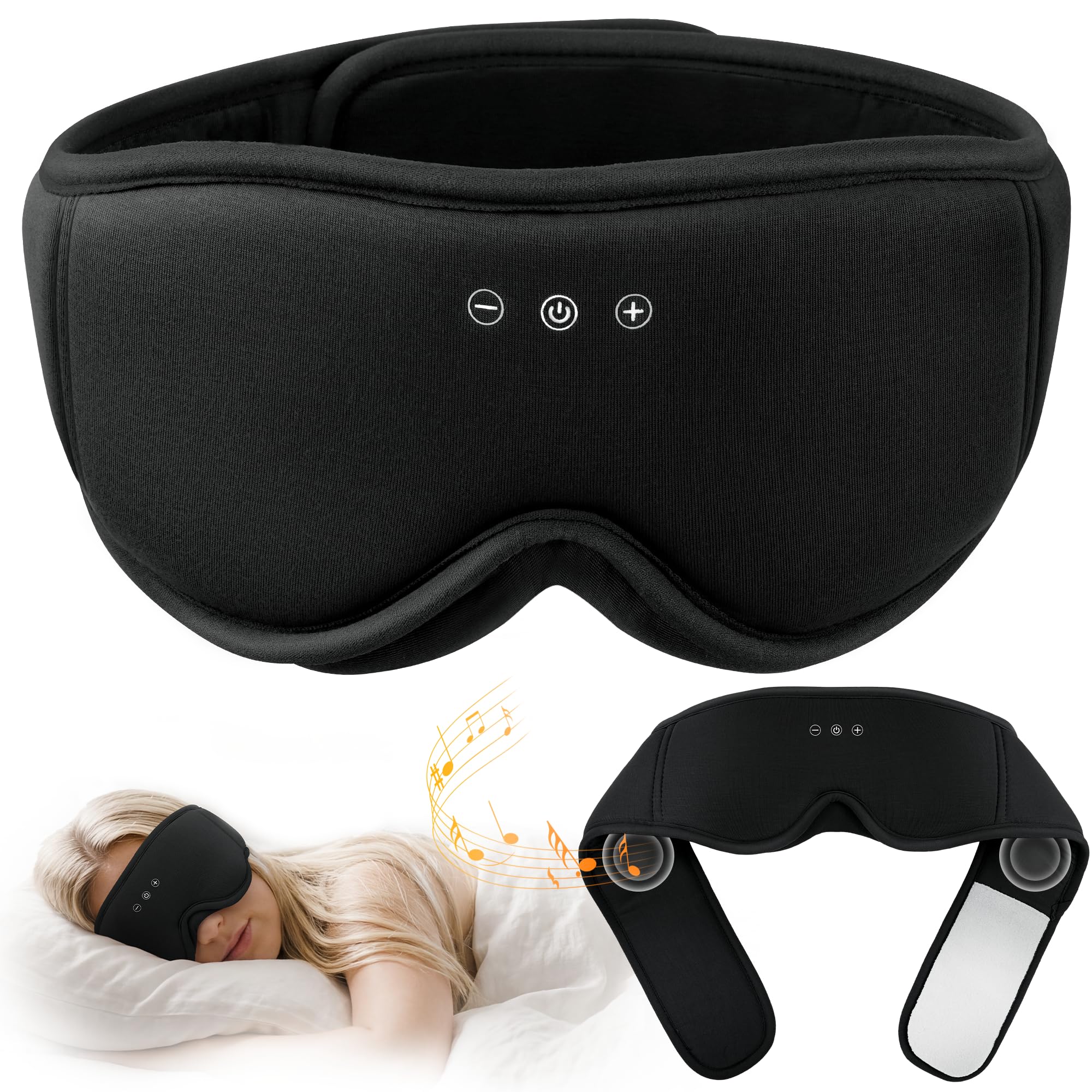 LOVE EYE Bluetooth Schlafmaske für Seitenschläfer, ultraflache Kopfhörer, lichtdicht & waschbar, verstellbar, atmungsaktiv, für Reisen & Entspannung