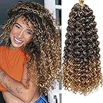 YXCHERISHAIR 8 Packs Curly Crochet Hair GoGo Curl Crochet hair for Women Deep Wave Braiding hair,Synthetic Bohemian Crochett Braid Water Wave Crochett hair Extensions(18inch, 1B/27)