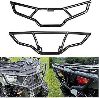 ECOTRIC Front & Rear Brush Guard Bumper 2Pcs Compatible with 2014-2024 Polaris Sportsman Touring 570 450 HO Black Steel Bumper Protector Replacement for 2879714 2879715