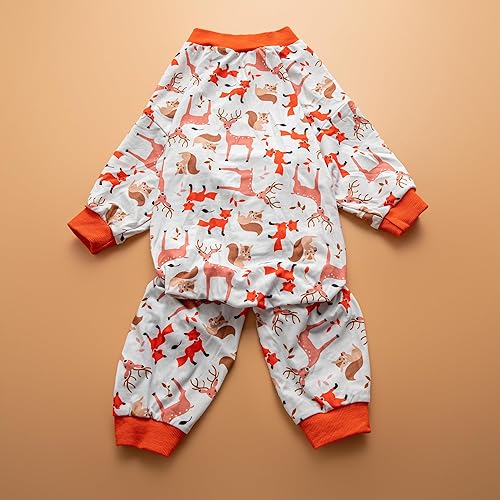 Miniatura 9 de LovinPet Ropa grande para perros de Pitbull para niña, pijama para perros grandes, tela elástica ligera, overol con estampado de crema para perro,