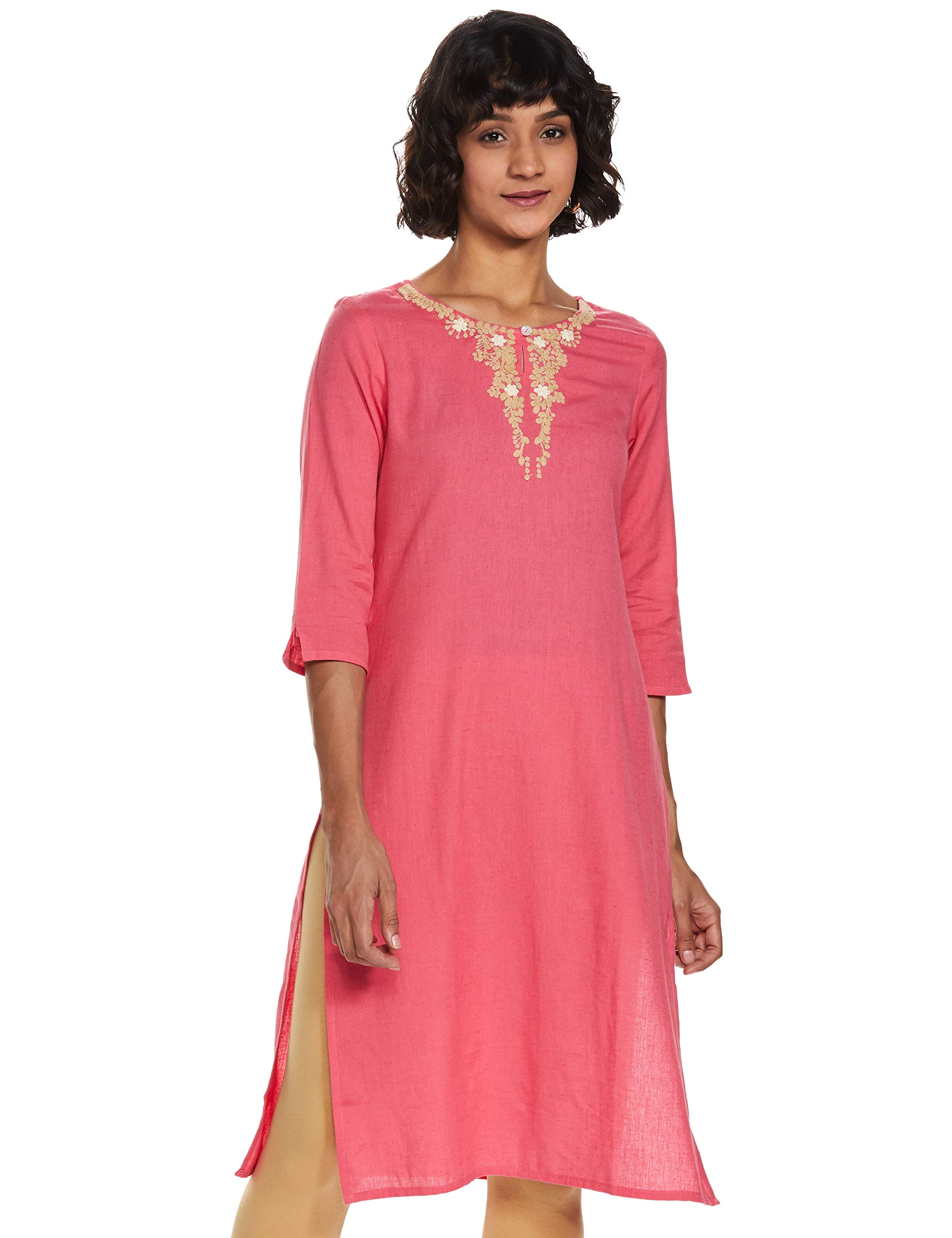 Amazon Brand - TavasyaWomen's Cotton Straight Kurti