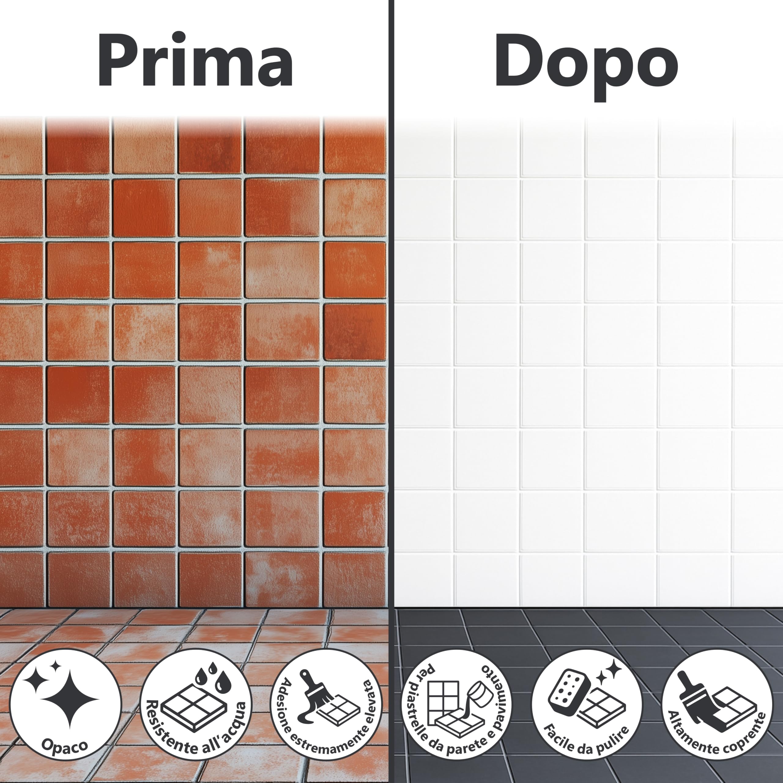 WO-WE Vernice per piastrelle Cucina Bagno OPACA Pittura a 2 componenti Resina Grigio luce 2,5Kg