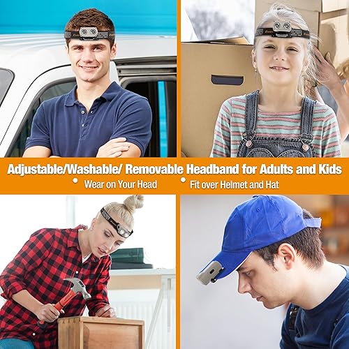 Miniatura 6 de EverBrite Luces de sombrero recargable con clip con sensor de movimiento, 3 modelos LED de 180 lámpara de cabeza ajustable para llevar y clip para