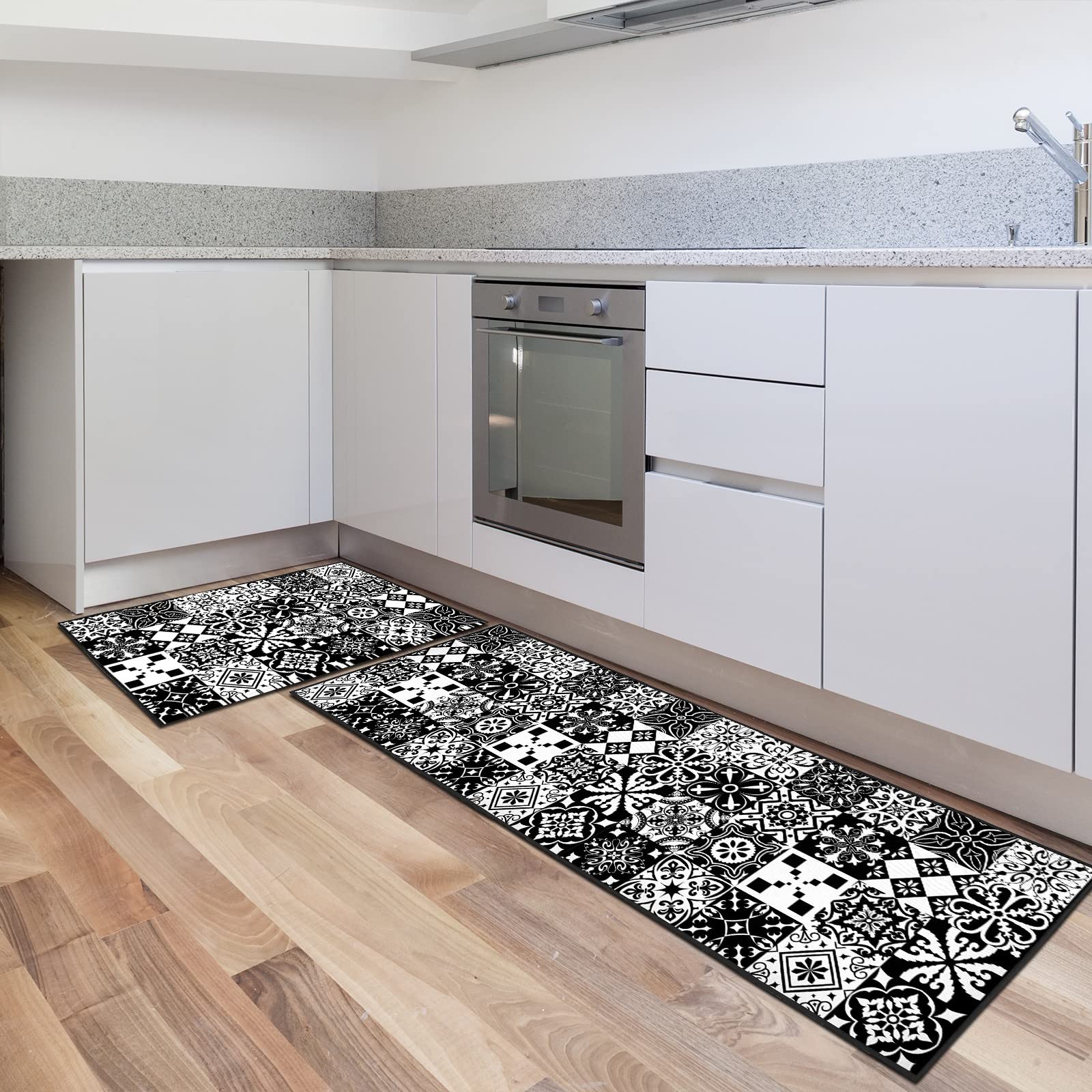 Lot de 2 Tapis de Cuisine antidérapant Lavable, 40x60 + 40x120 cm