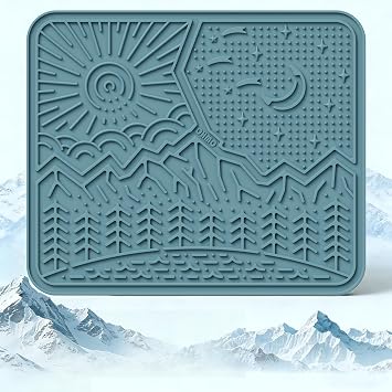 OHMO Lick Mat for Dogs and Cats Nature DesignExtra Large 1pc Easy to Clean Pet Slow Feeder with Suction Cups, Enrichment for Anxiety Relief and Boredom ReductionLight Blue