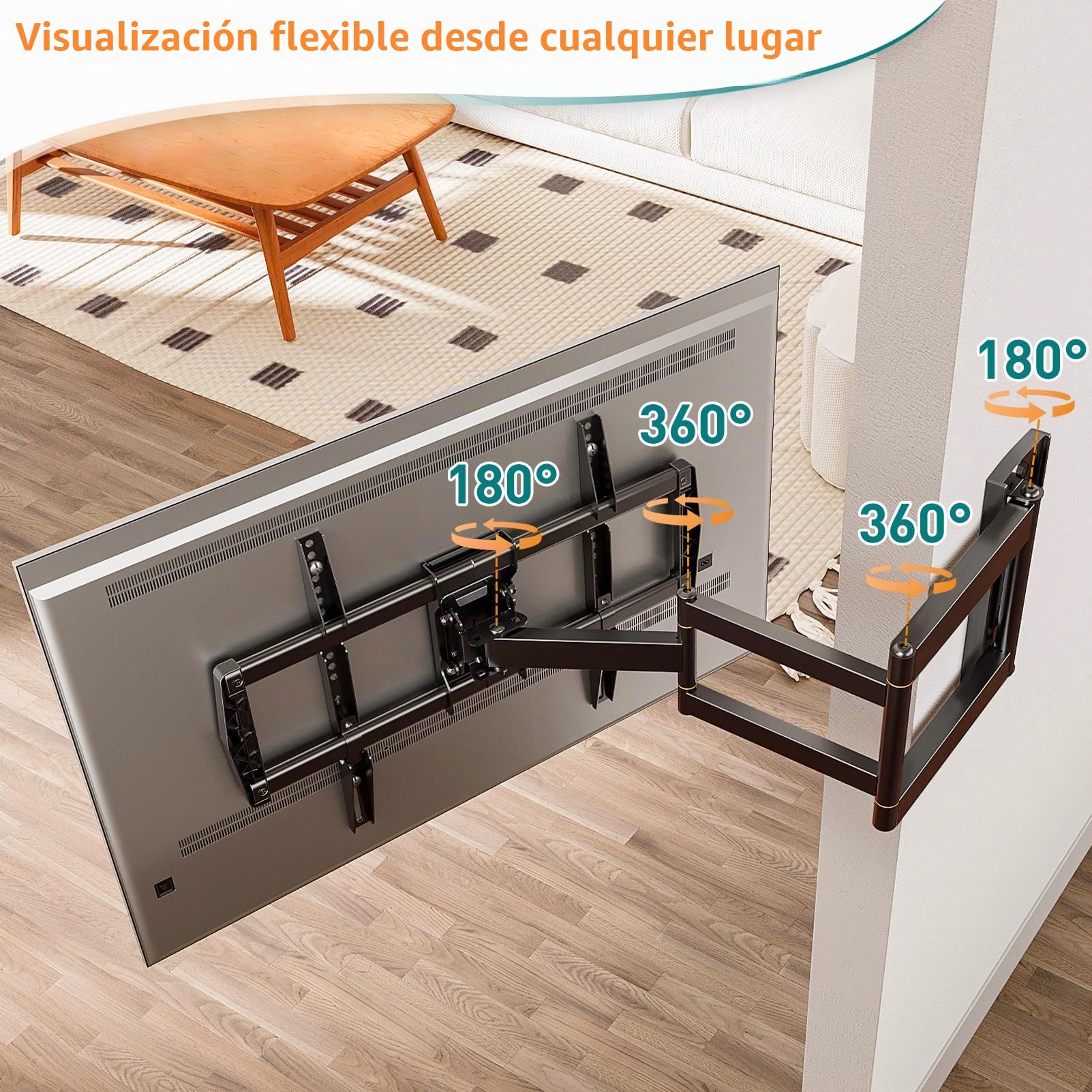 ELIVED Soporte de pared de brazo largo de 762 mm para la mayoría de televisores de 42 a 75 pulgadas, soporte de esquina de extensión larga, soporte de pared giratorio e inclinable, soporta hasta 45 kg