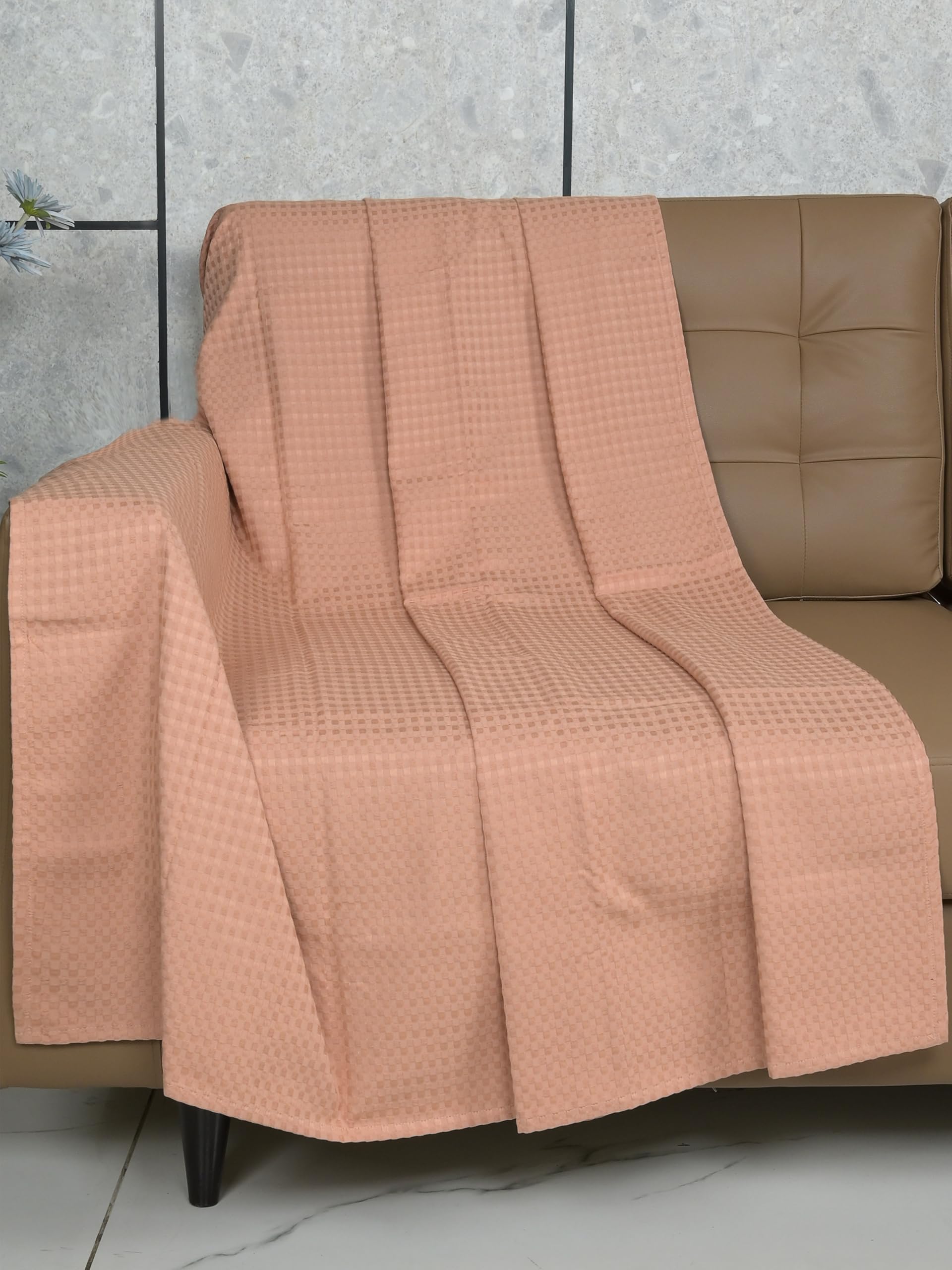 Saral Home Beige 100% Cotton Unique Waffle Design-picture-14