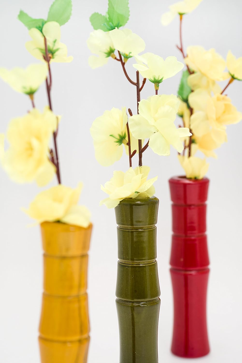 Handlebar Flower Vase Bamboo Yellow