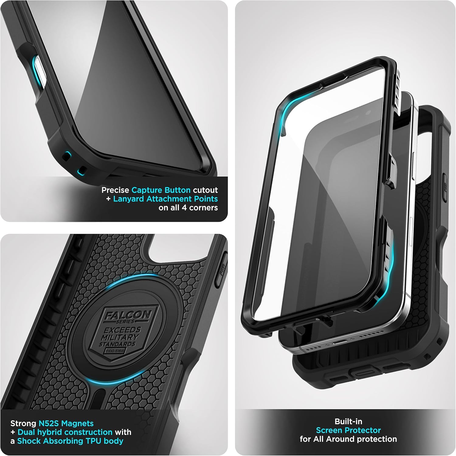 Encased Protective Belt Case for iPhone 16 Pro with Built-in Screen Protector and Phone Holster Clip (Compatible with MagSafe) Heavy-Duty Hybrid Rugged Cover - Image 3