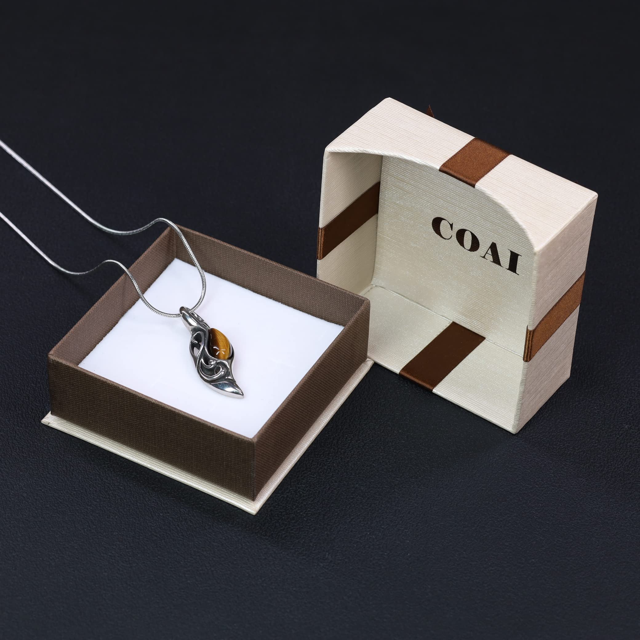 COAI Collier Homme Acier Inoxydable, Collier Œil de Tigre Homme