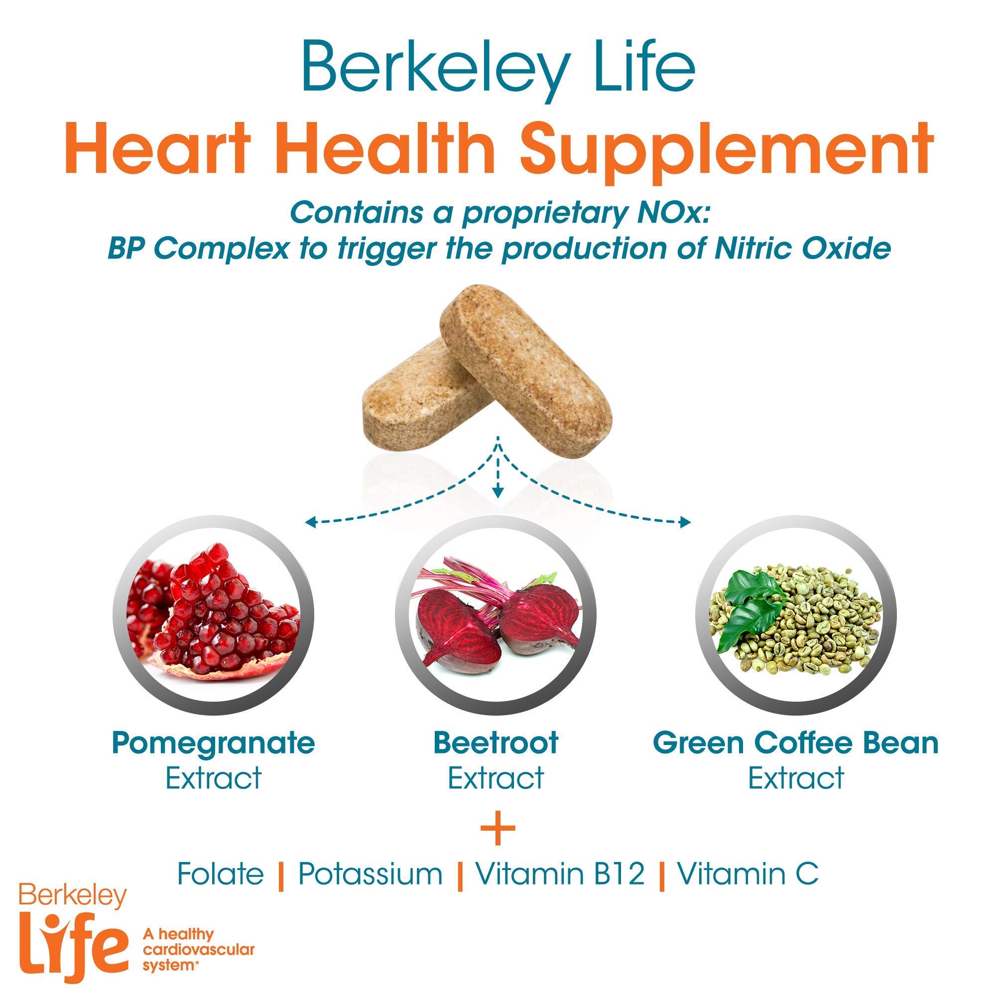 Berkeley Life Nitric Oxide Booster Beet Root capsules Blood Pressure Support with B 12 Vitamin B