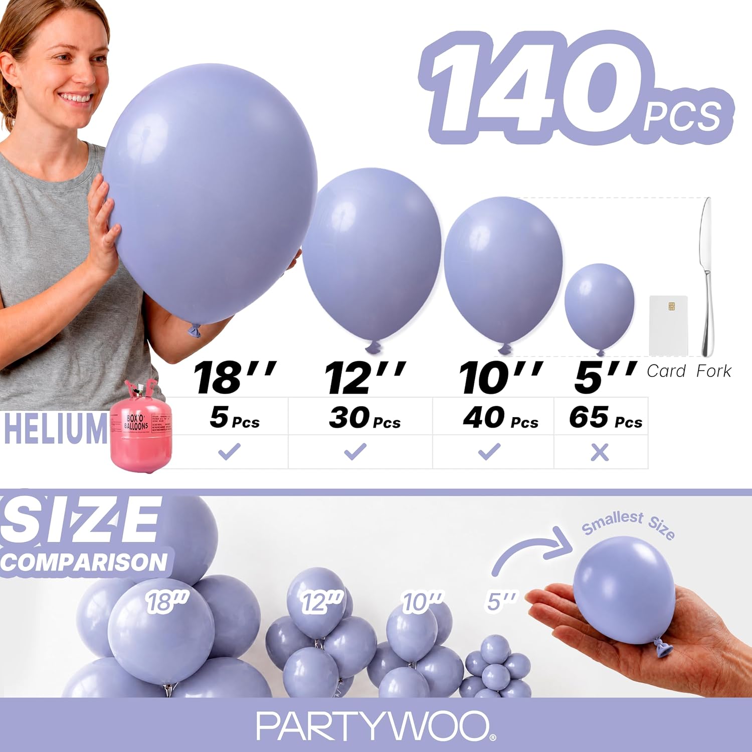  Dusty Blue Balloons 140pcs Boho Dusty Purple Muted Lavender Color thumbnail
