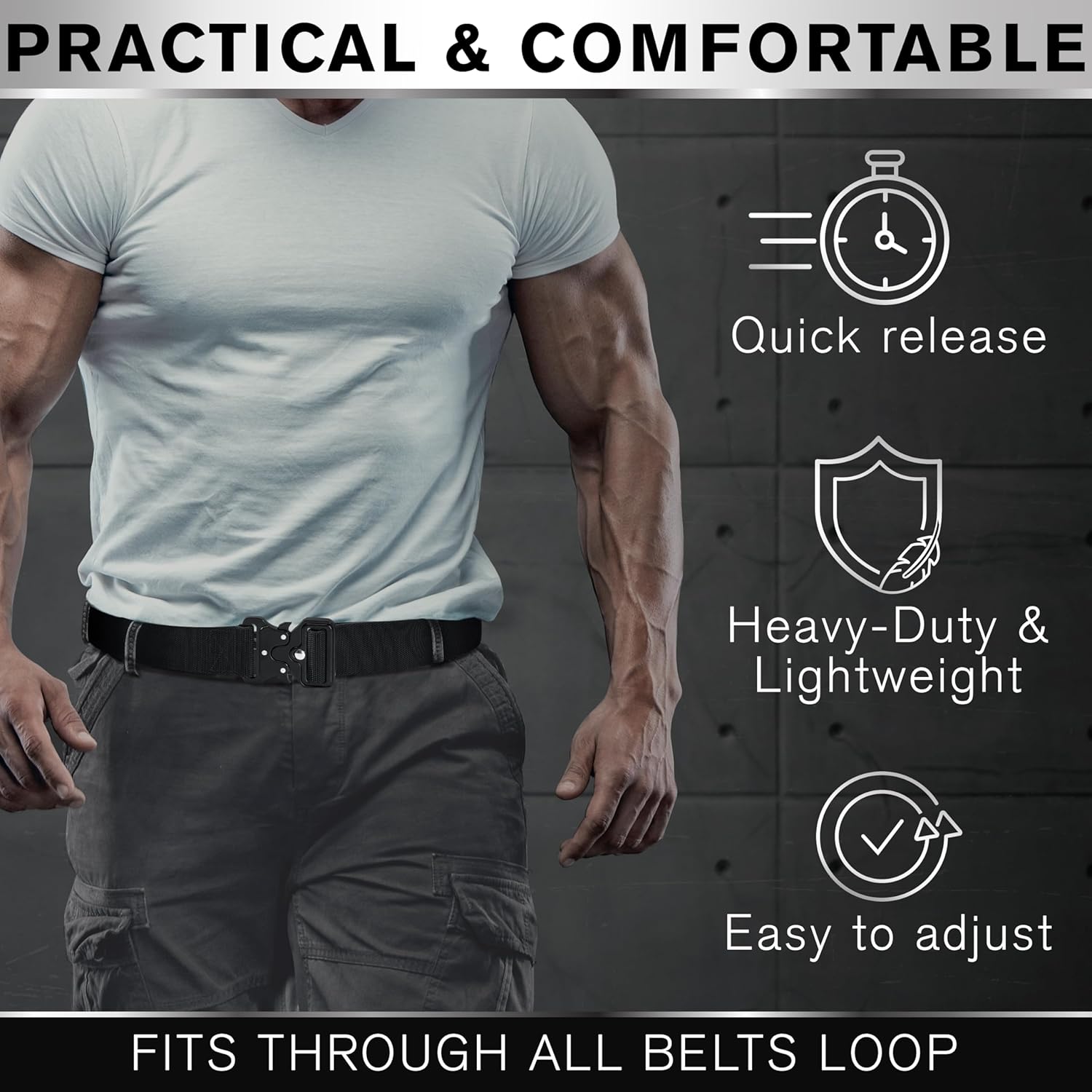 TECEUM Tactical Belt – Heavy-Duty & Quick Release – Military, Work, Rigger, Duty & Utility Belt for Men - Image 4