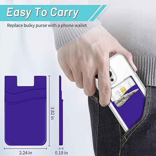 Miniatura 4 de SHANSHUI Soporte para tarjetas de teléfono, paquete de 3 fundas de silicona para tarjetas de crédito, tarjeta de visita, bolsillo para iPhone,