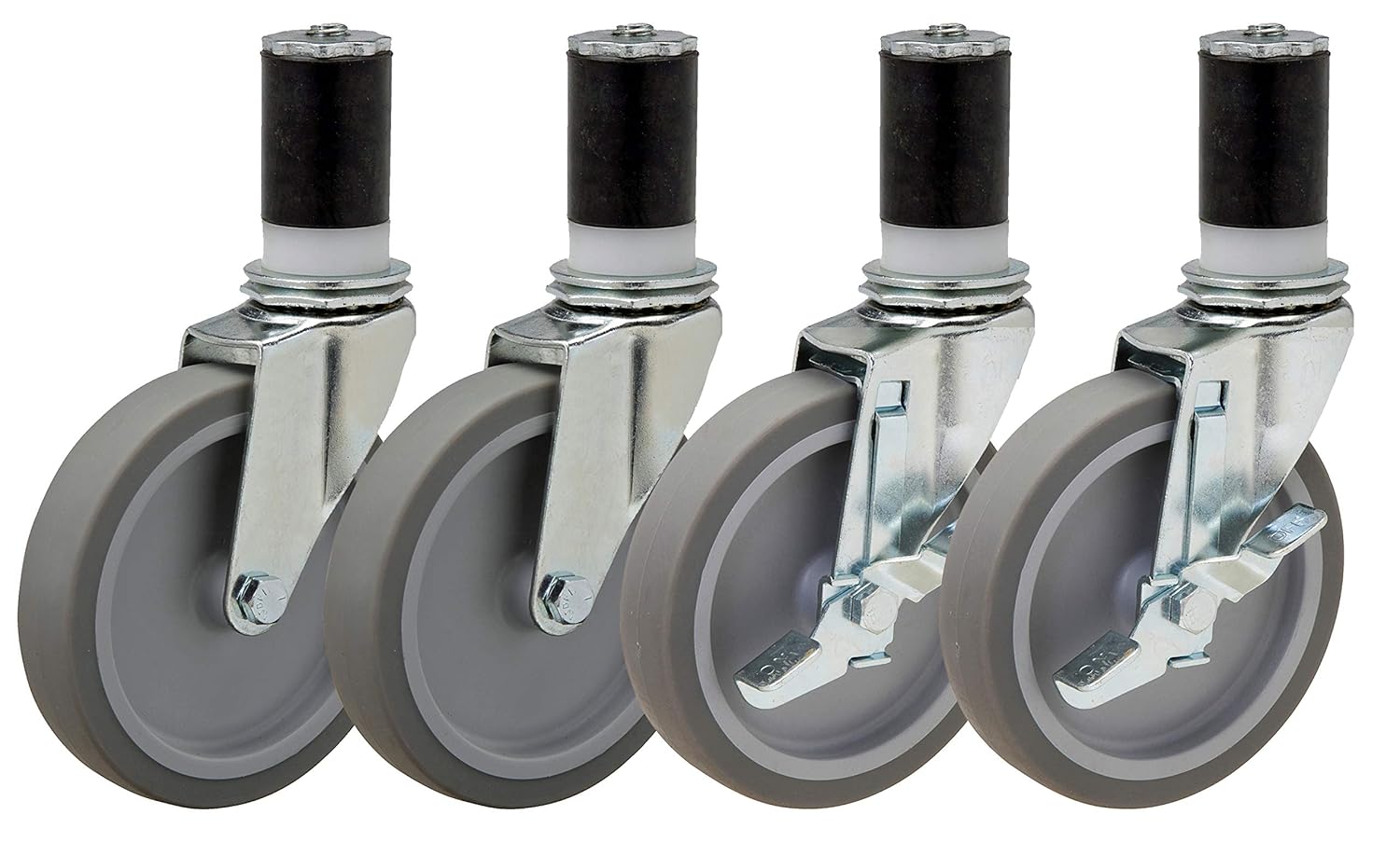 5 Expandable Stem Caster Set | for 1-3/8 ID Tubing | Thermoplastic Rubber Wheels