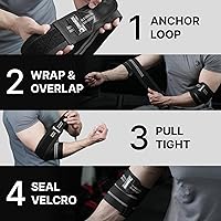 Vista 8 de DMoose Fitness Coderas para Levantamiento de Pesas (Par) de 40" Ajustables para Soporte Articular, Alivio del Dolor y Tendinitis - Correas para Codo