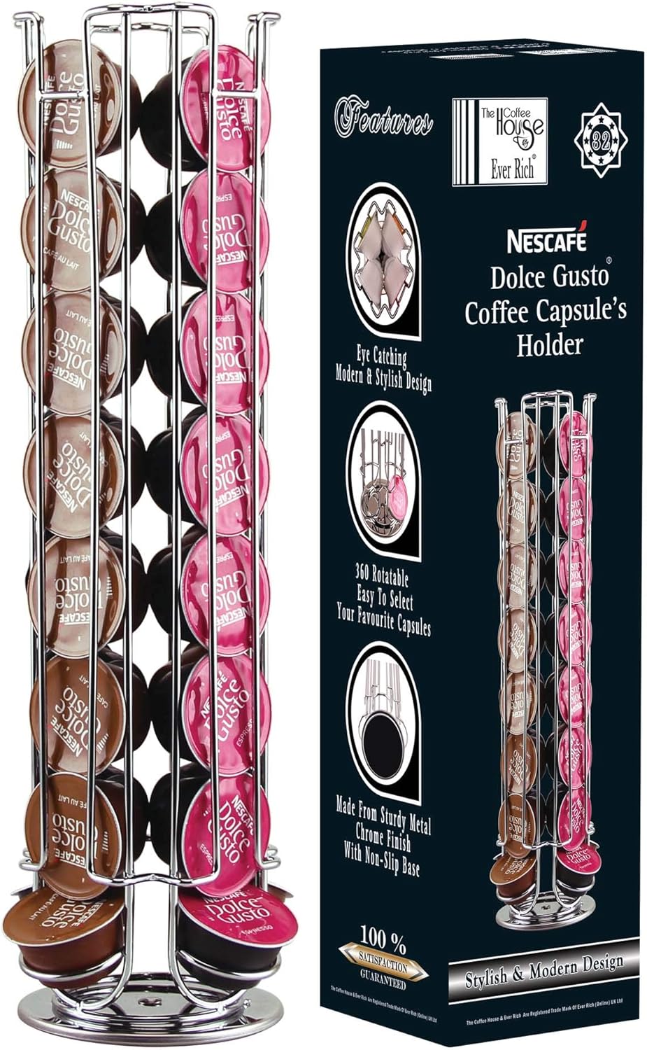 EVER RICH ® Coffee POD Rotating Holder Compatible with Dolce Gusto Coffee PODS (32 Capsule