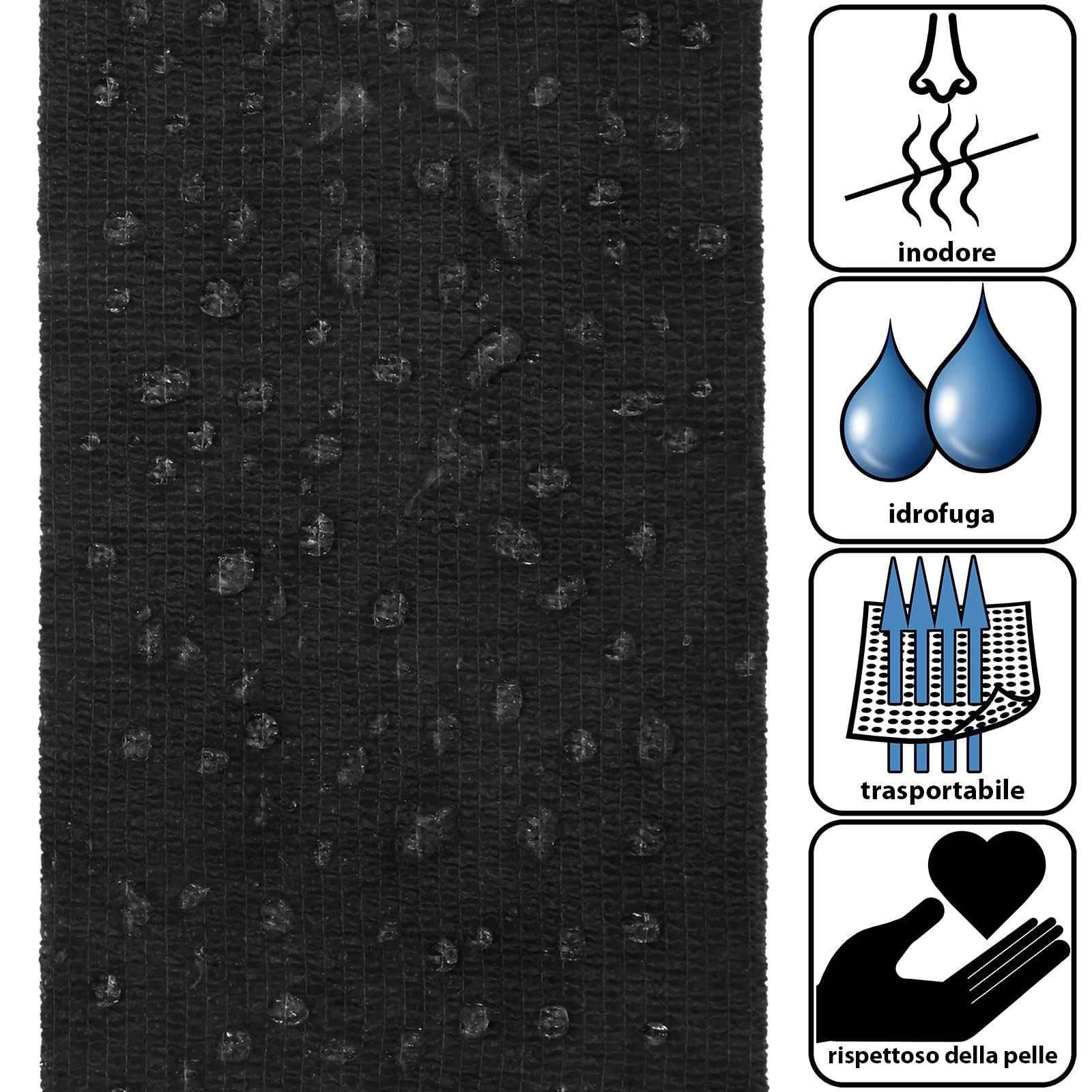 ALPIDEX 6 Rotoli Benda Adesiva 5 cm x 4,5 m Molti Colori Bendaggio Coesivo Fasciatura Personi Animali Garza Elastica Autoadesivo Cavalli Cani Umani, Colore:nero