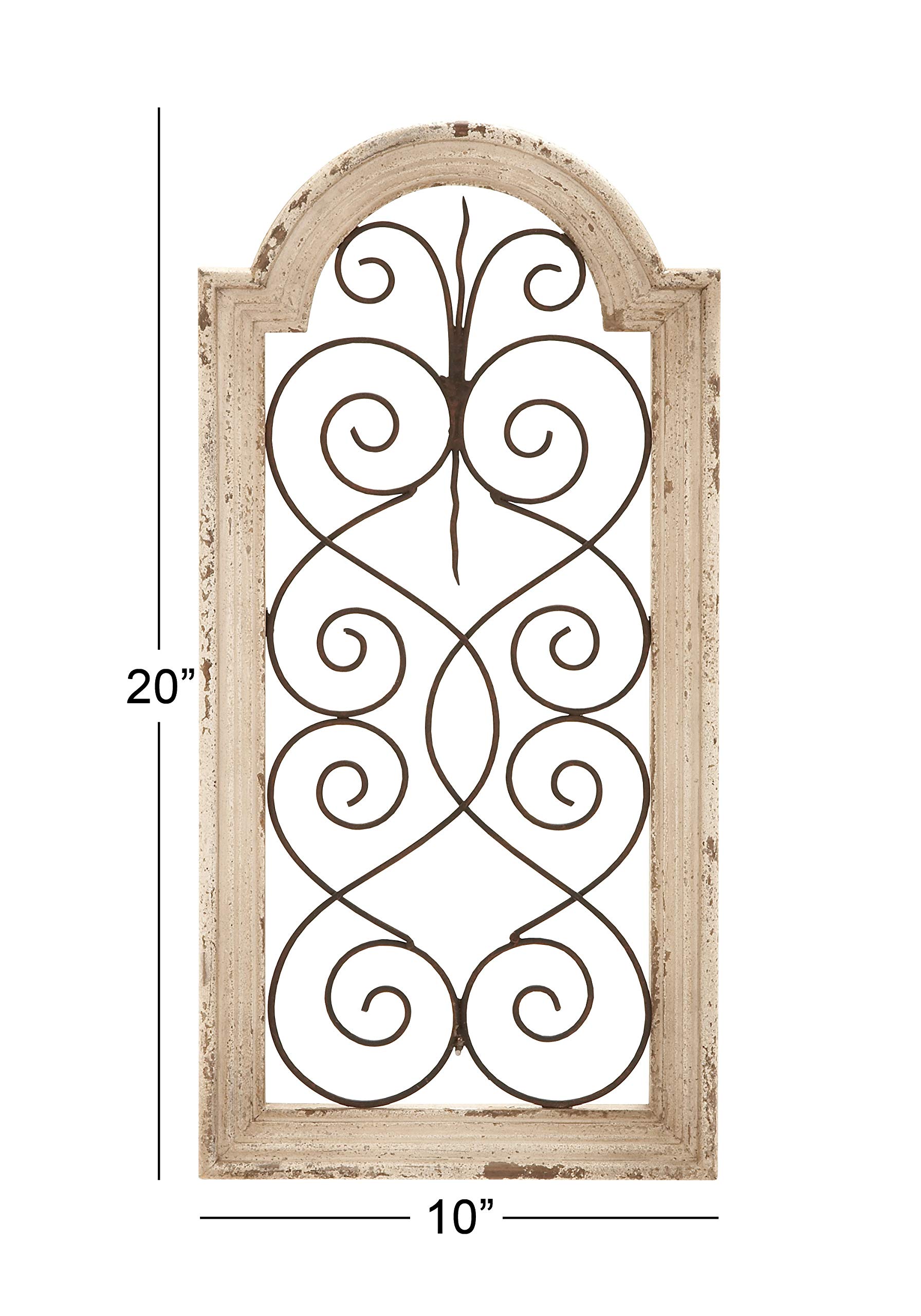 Deco 79 Vintage Wood Ornamental Wall Decor, 10" x 1" x 20", White