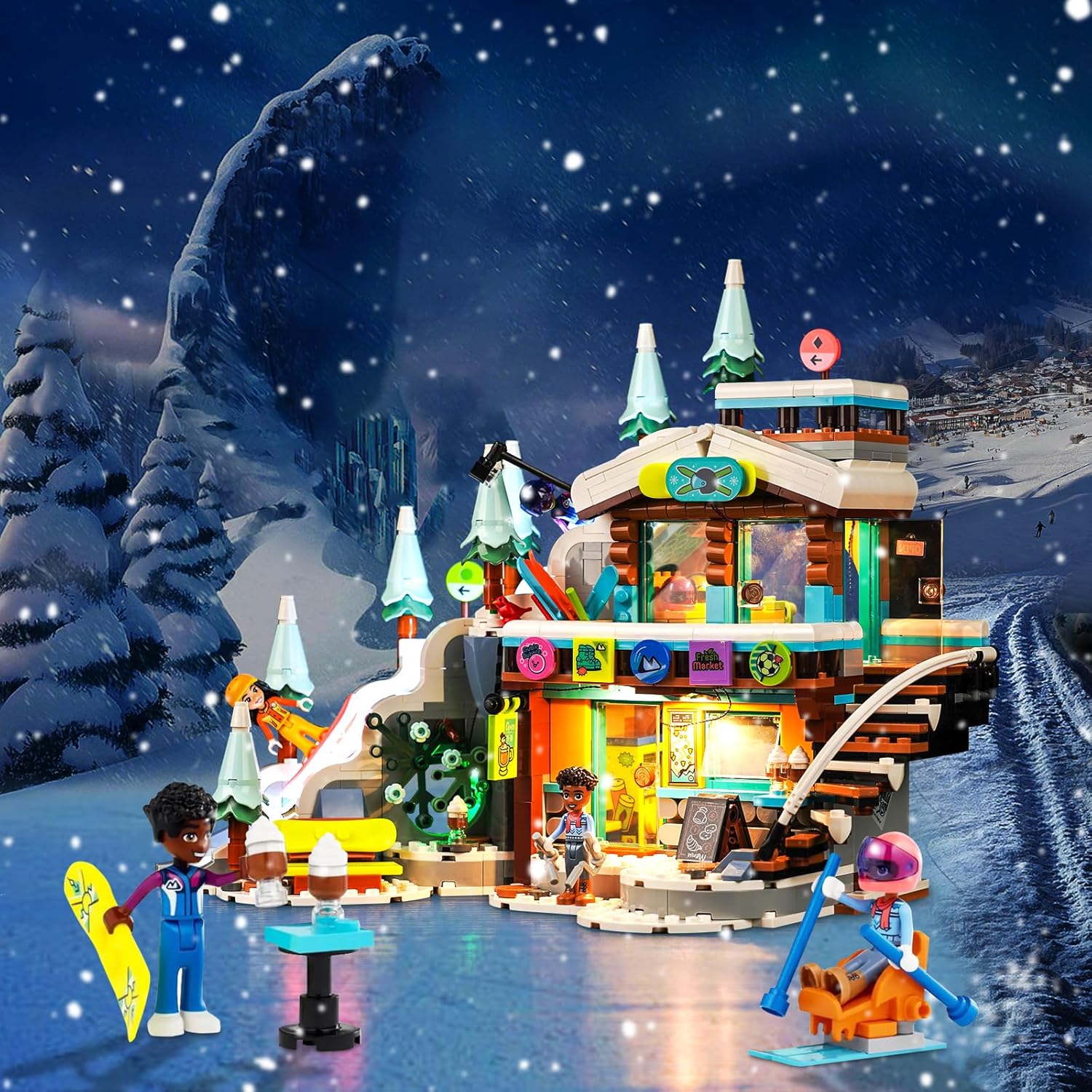 Upgraded Led Light Kit Compatible with Lego Friends Holiday Ski Slope and Café Building Set, Compatible with Lego 41756 (Model Not Included)