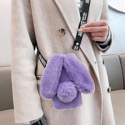 Miniatura 6 de Funda de felpa de conejo compatible con iPod Touch 765, lindas orejas de conejo peludas, bola de pelo, cálida, suave, esponjosa, para niñas y