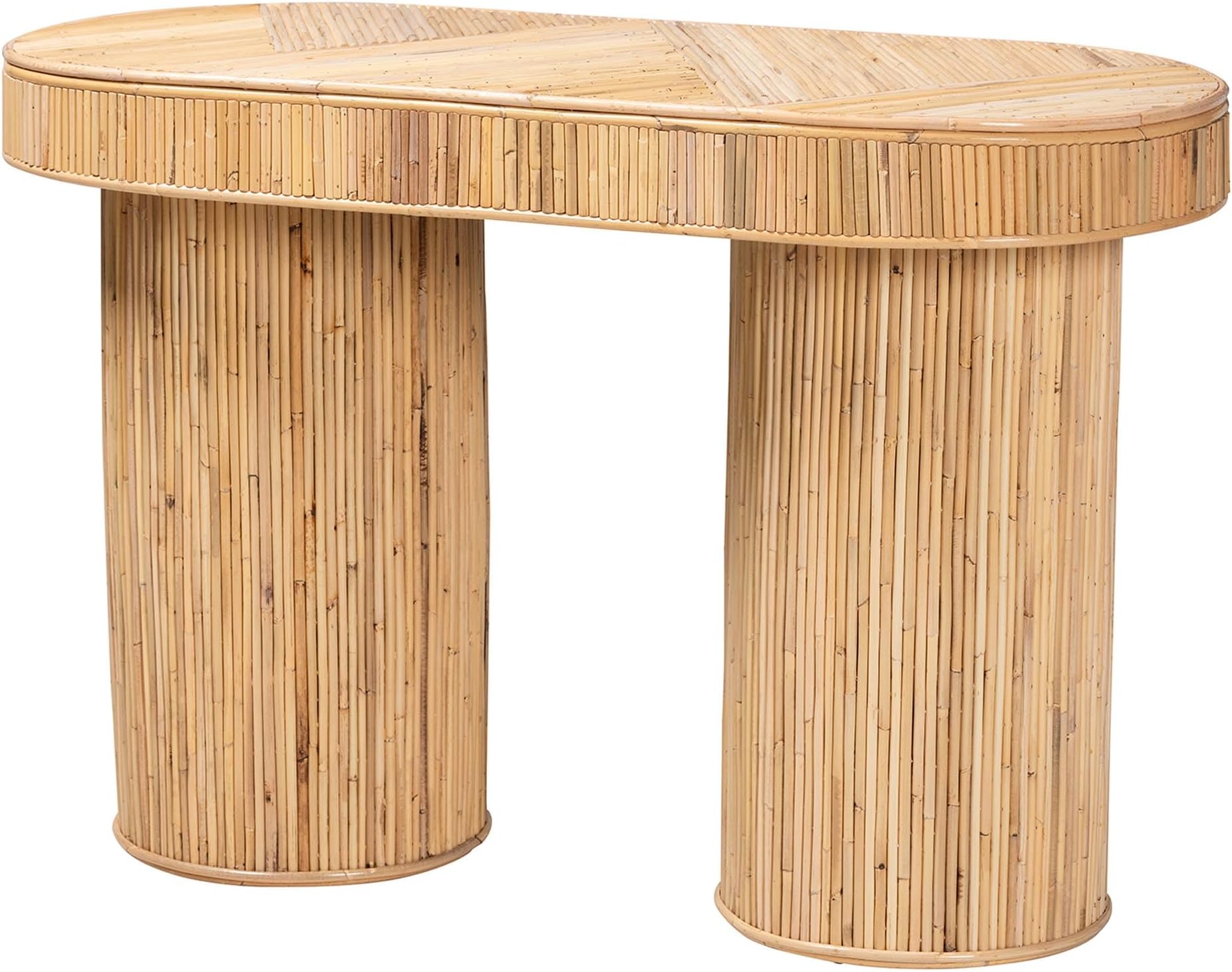 bali & pari Iryna Modern Bohemian Natural Rattan Console Table