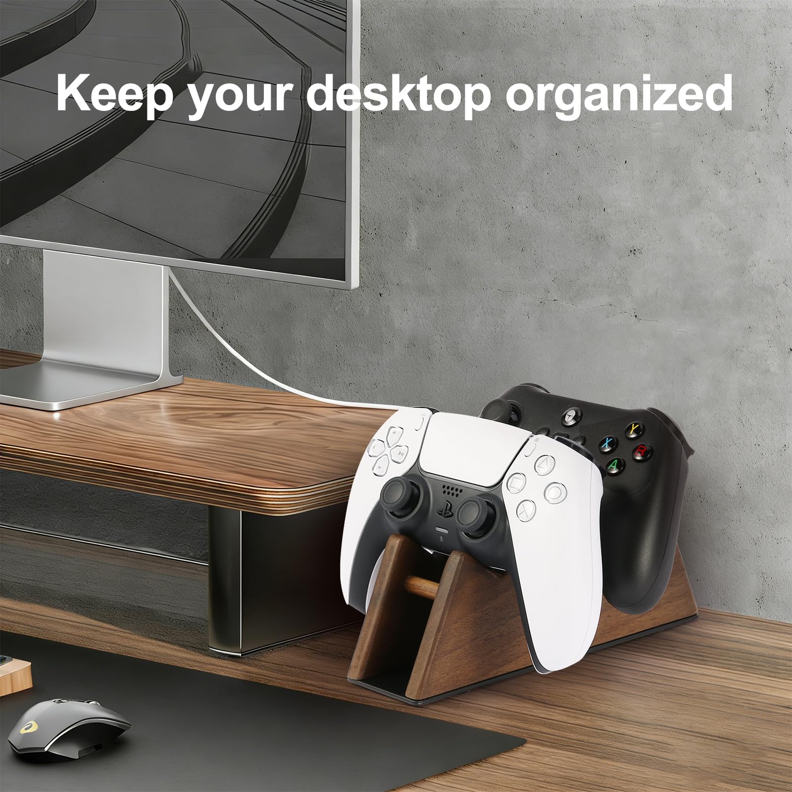 Supporto per controller in legno massello, doppio supporto per controller da gioco, per Xbox Series X/S, Xbox One, PS5, Switch Pro, regalo per giocatori da uomo