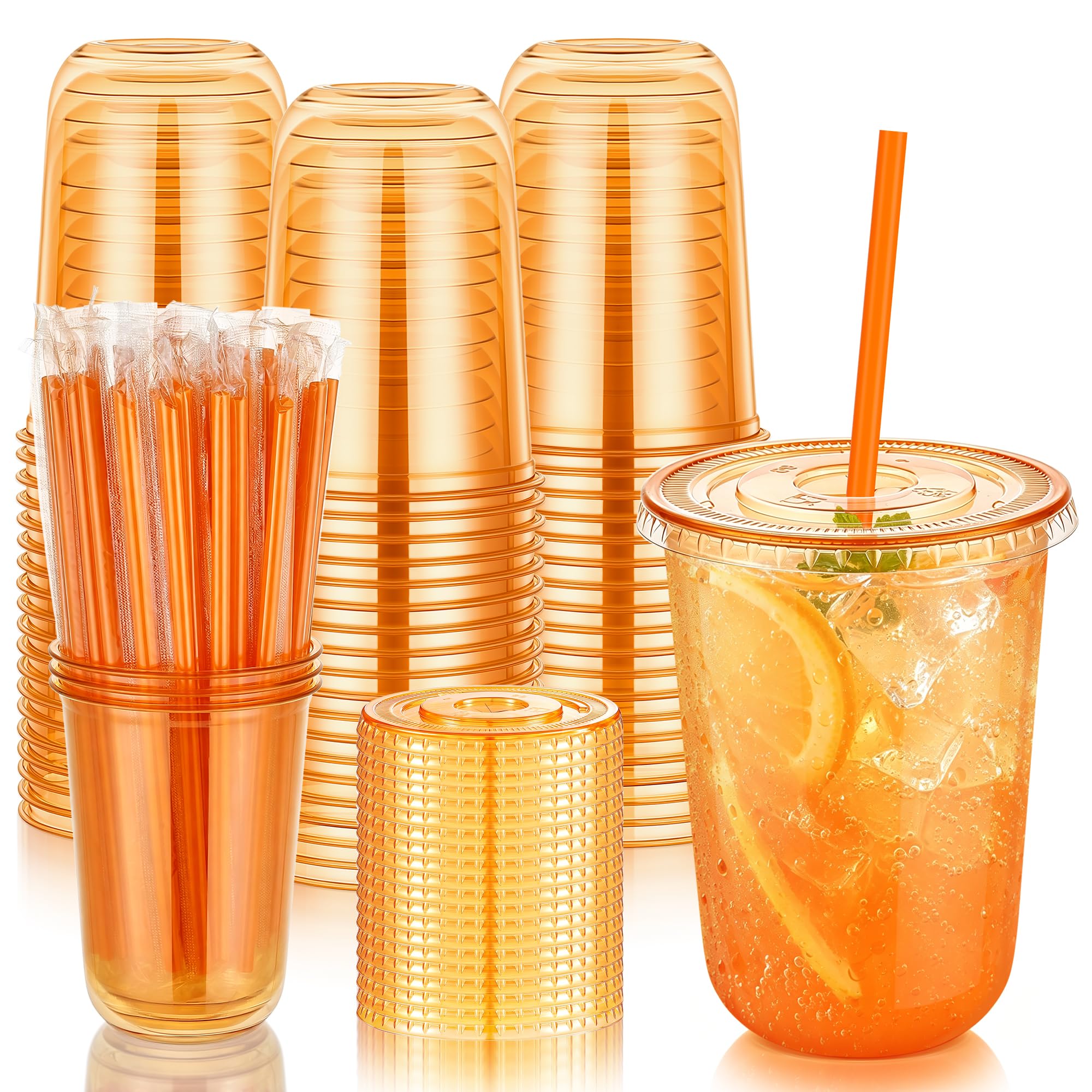 KesaPlan 50 Pack 16 oz Pink Plastic Party Cups with Lids and Straws — Amazon image 10