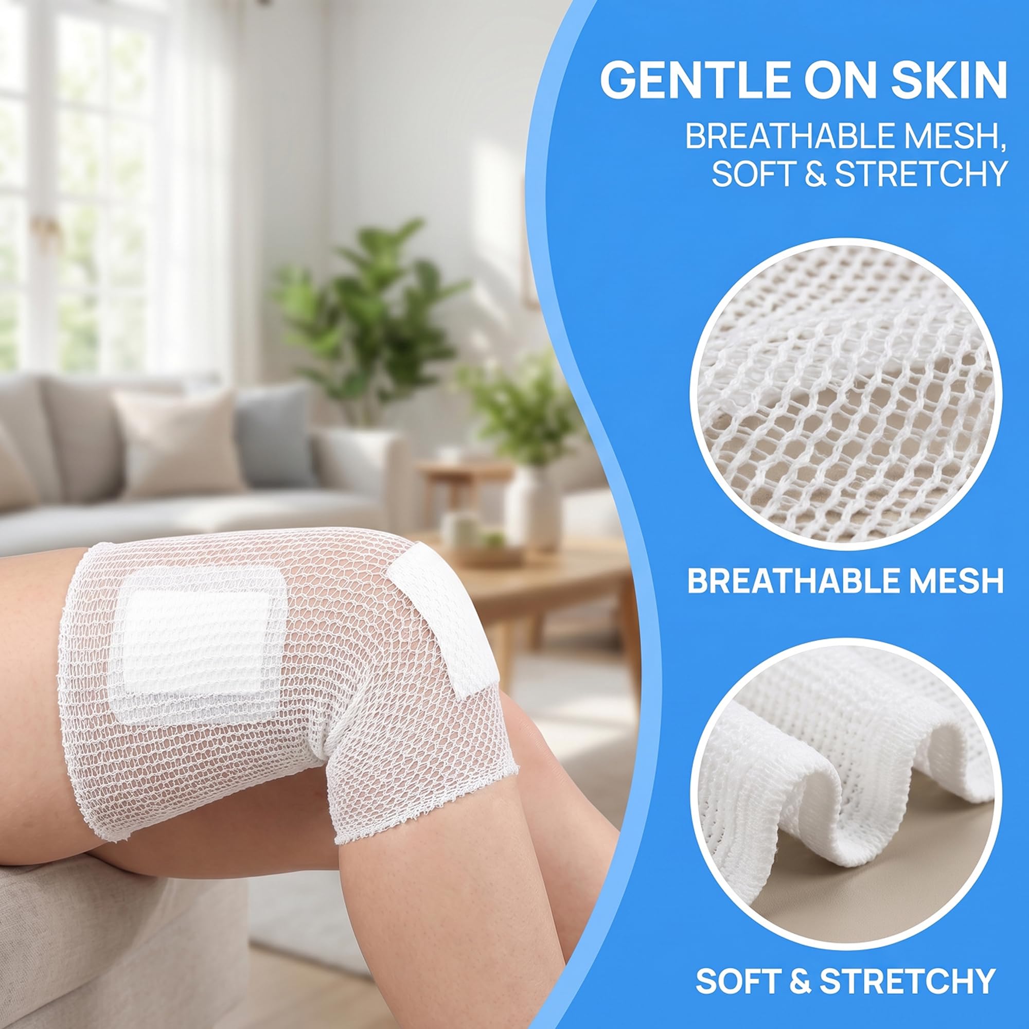 2 Rolls of Tubular Bandage, Elastic mesh Wound Dressing, Elastic Dressing fixator, Tubular Elastic Gauze Bandage, Equipped with Tape and Gauze (Used for Wounds on the arms, Legs, or feet, Sizes 3-5) — Amazon image 5