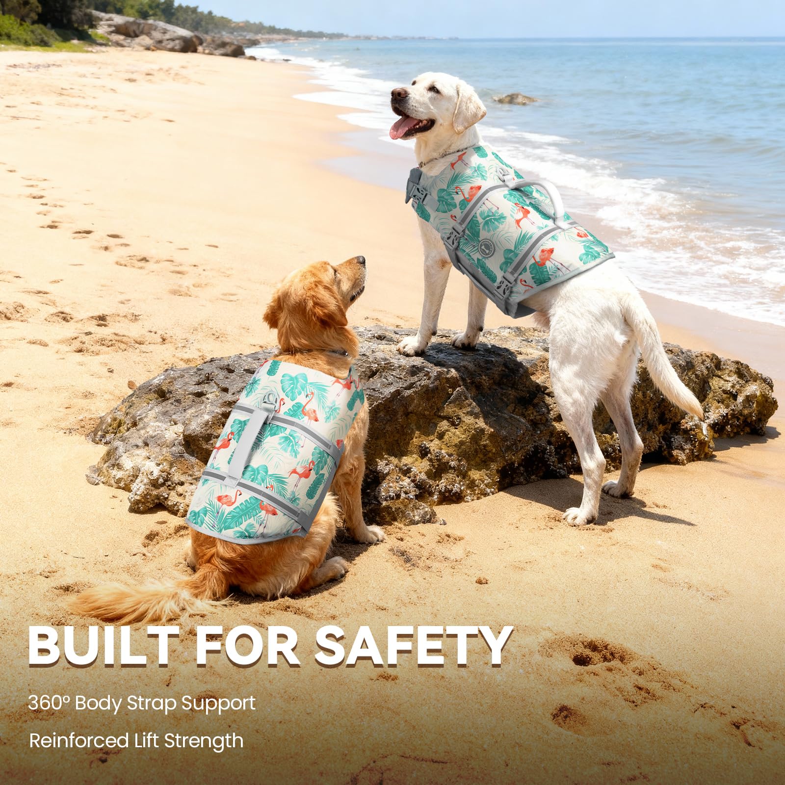 VIVAGLORY Rip Stop Dog Life Jacket, Buoyancy Aid with Handle, Buoyancy for Doggy, Dog Life Jacket for Swimming & Boating, XXS, Bright Orange — view 35