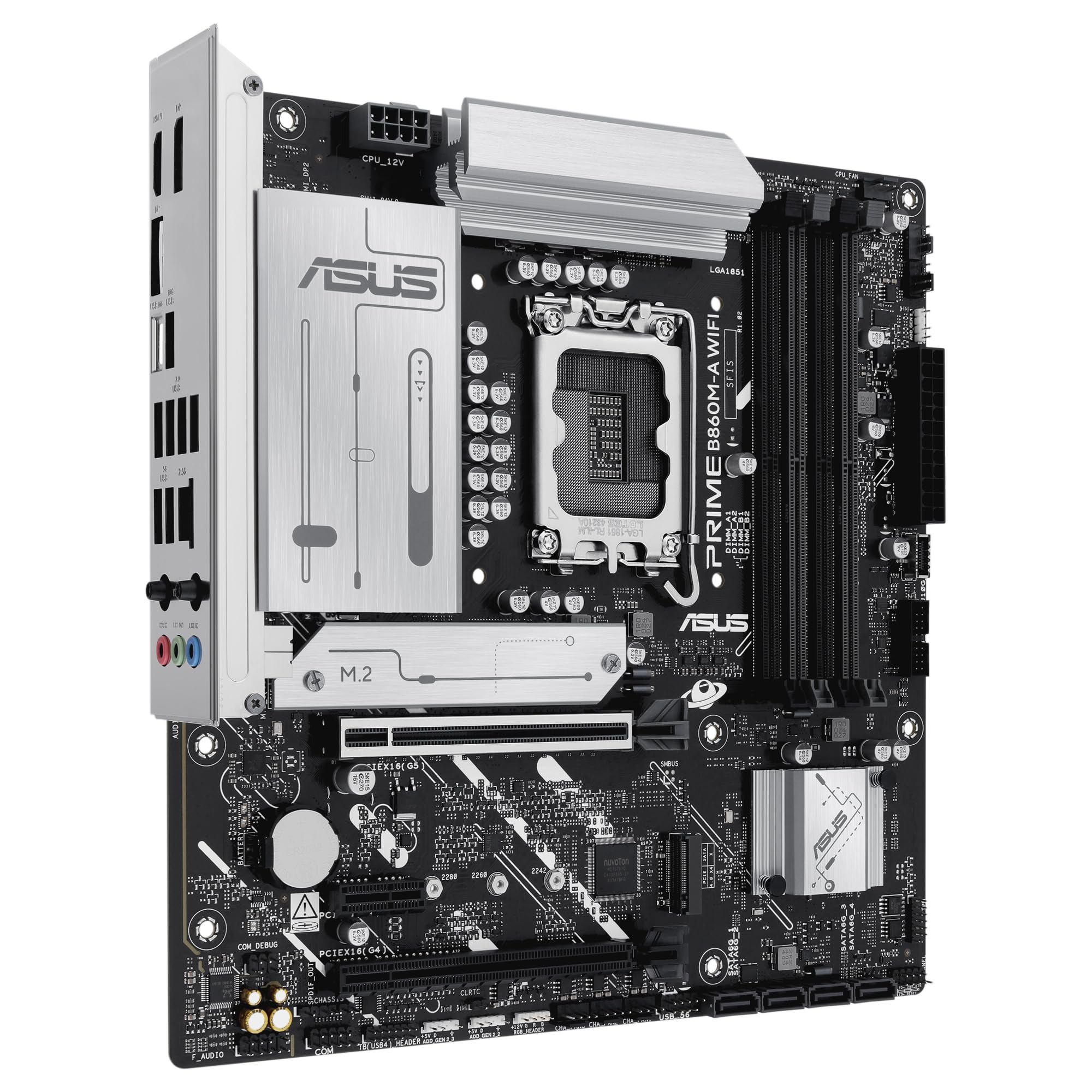 ASUS Prime B860M-A WiFi, Placa Base Intel mATX, 7+1+1+1 80A etapas de alimentación DrMOS, DDR5, PCIe 5.0, 2 Ranuras M.2, Wi-Fi 6E, Realtek 2.5Gb Ethernet, Doble DisplayPort, HDMI, USB Tipo-C