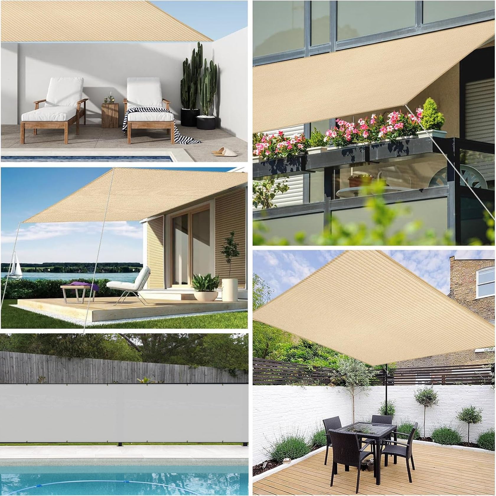 Voile D'ombrage Rectangulaire 130 X 400 Cm Protection Solaire, Coupe-Vent, Tissu HDPE Toile Ombrage Respirant Multi Taille Pour Terrasse Jardin, Blanc
