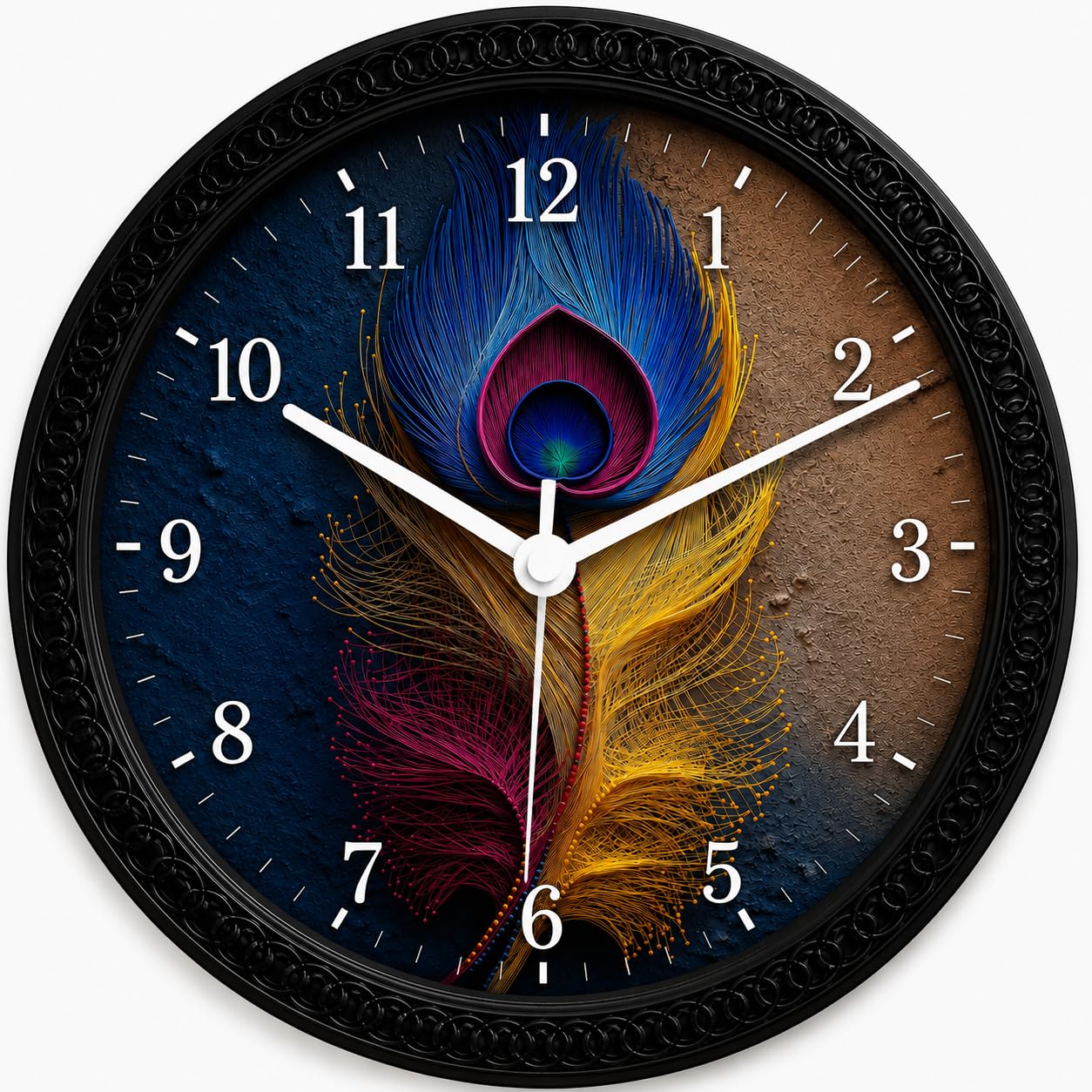 Multicolor Peacock Wall Clock for Home Décor Silent Non-Ticking Analog Round Wall Clock |HD Printed Glass Finish|Designer Decorative Clock for Living Room,Bedroom,Office & Gift_MWINGS_22-image-24