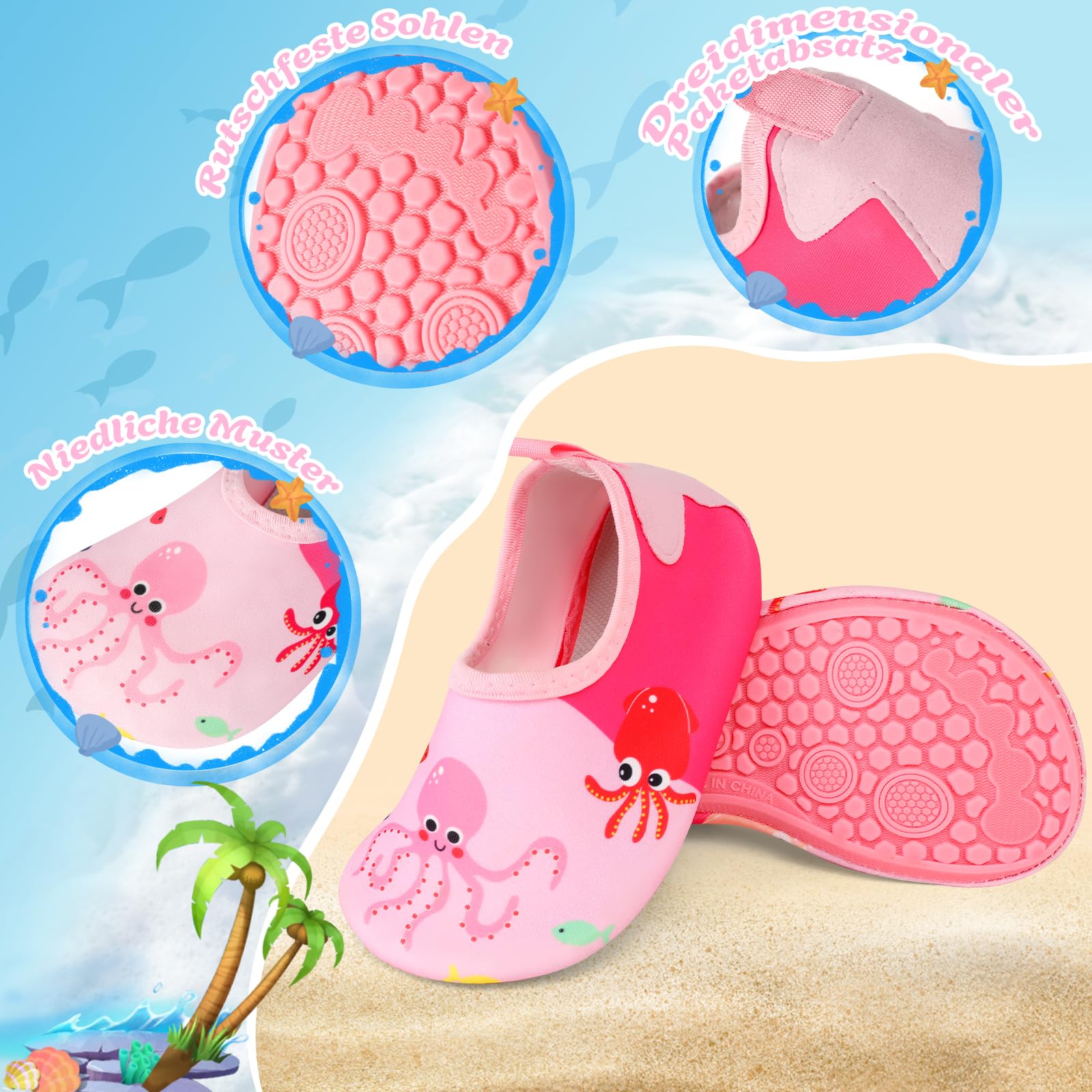 Scarpe da bagno per bambini, ad asciugatura rapida, da nuoto, per bambini, estive, antiscivolo, da spiaggia, 24 – 35 EU