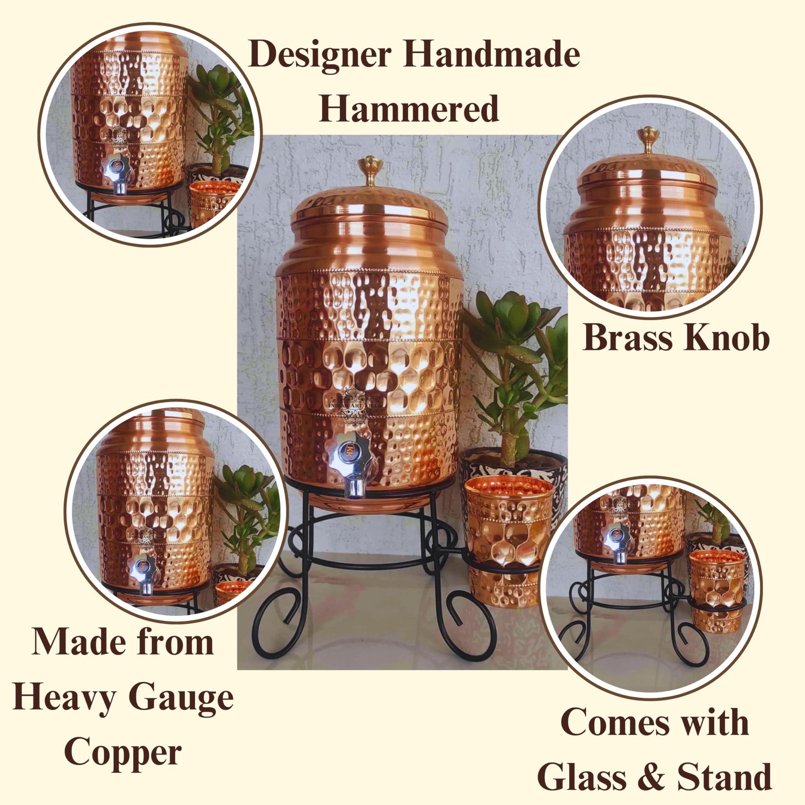 IndianArtVilla Copper Water Dispenser Container Pot, Storage & Kitchenware, Health Benefits at ₹ 2530/piece | Water Dispensers in Jaipur | ID: 2850028810248