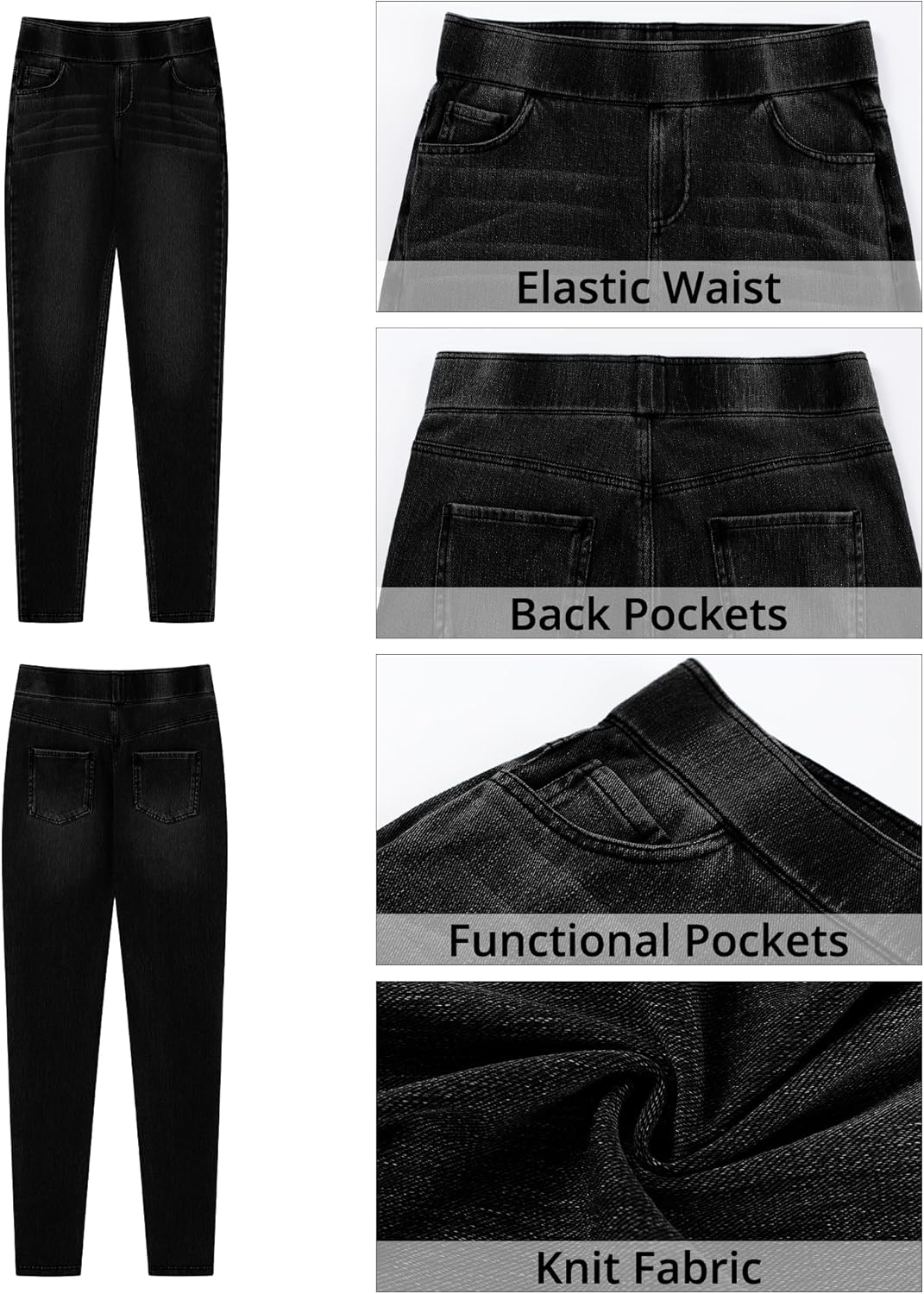 GRAPENT Skinny Jeans for Women Trendy High Waisted Pull On Elastic Waist Soft Stretchy Denim Pants Sweatpant Jeggings - Image 6