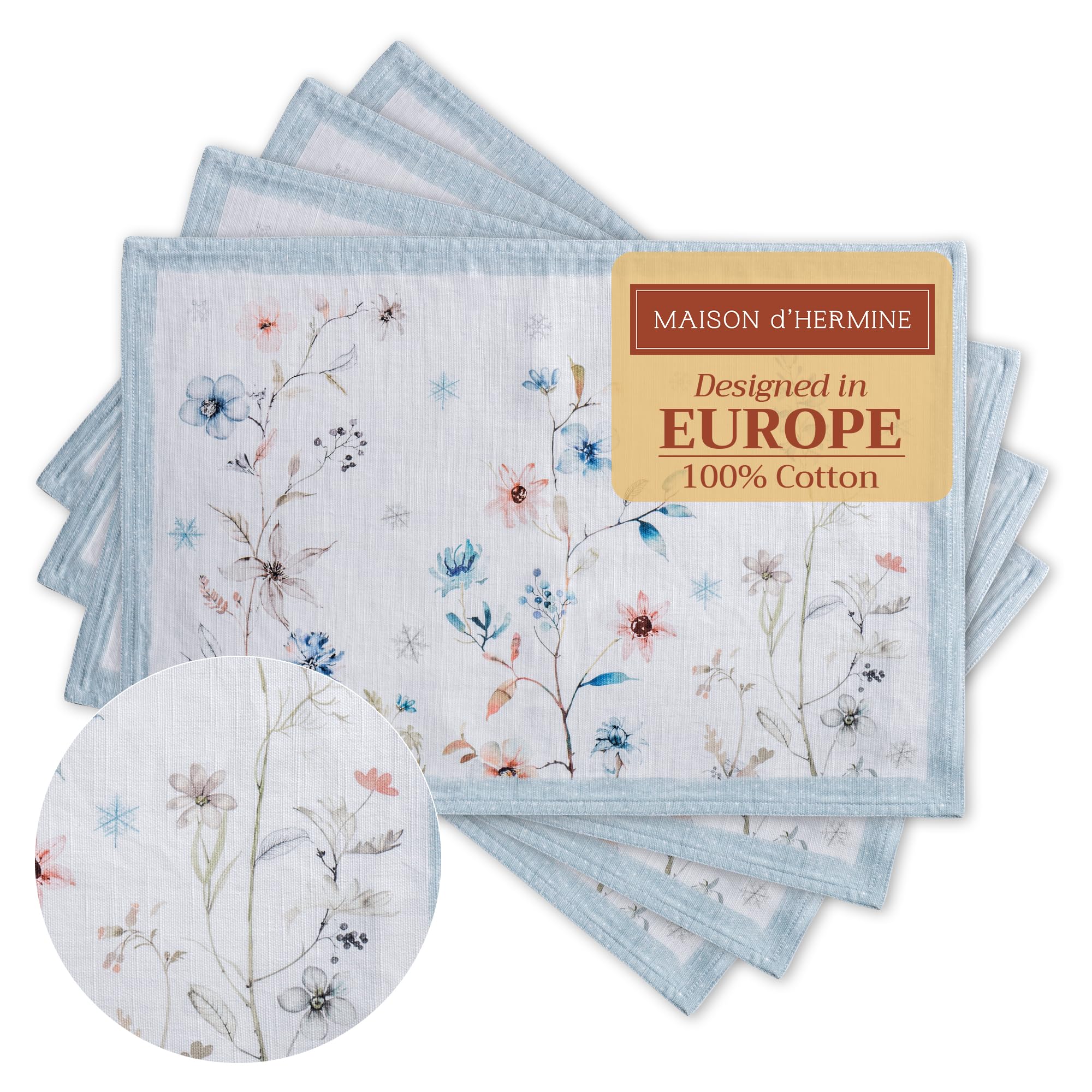 Maison d'Hermine Platzsets 100% Baumwolle (33cm x 48 cm, 4er-Set)