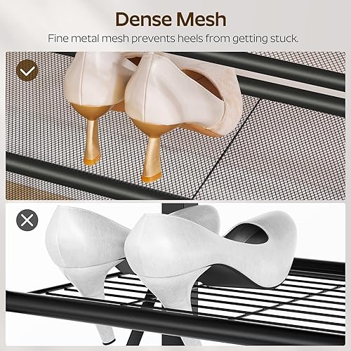 Miniatura 6 de Zapatero de 5 niveles, organizador de zapatos industrial independiente, mesa de consola con estantes de metal y 3 cajones de tela, para 20 pares de