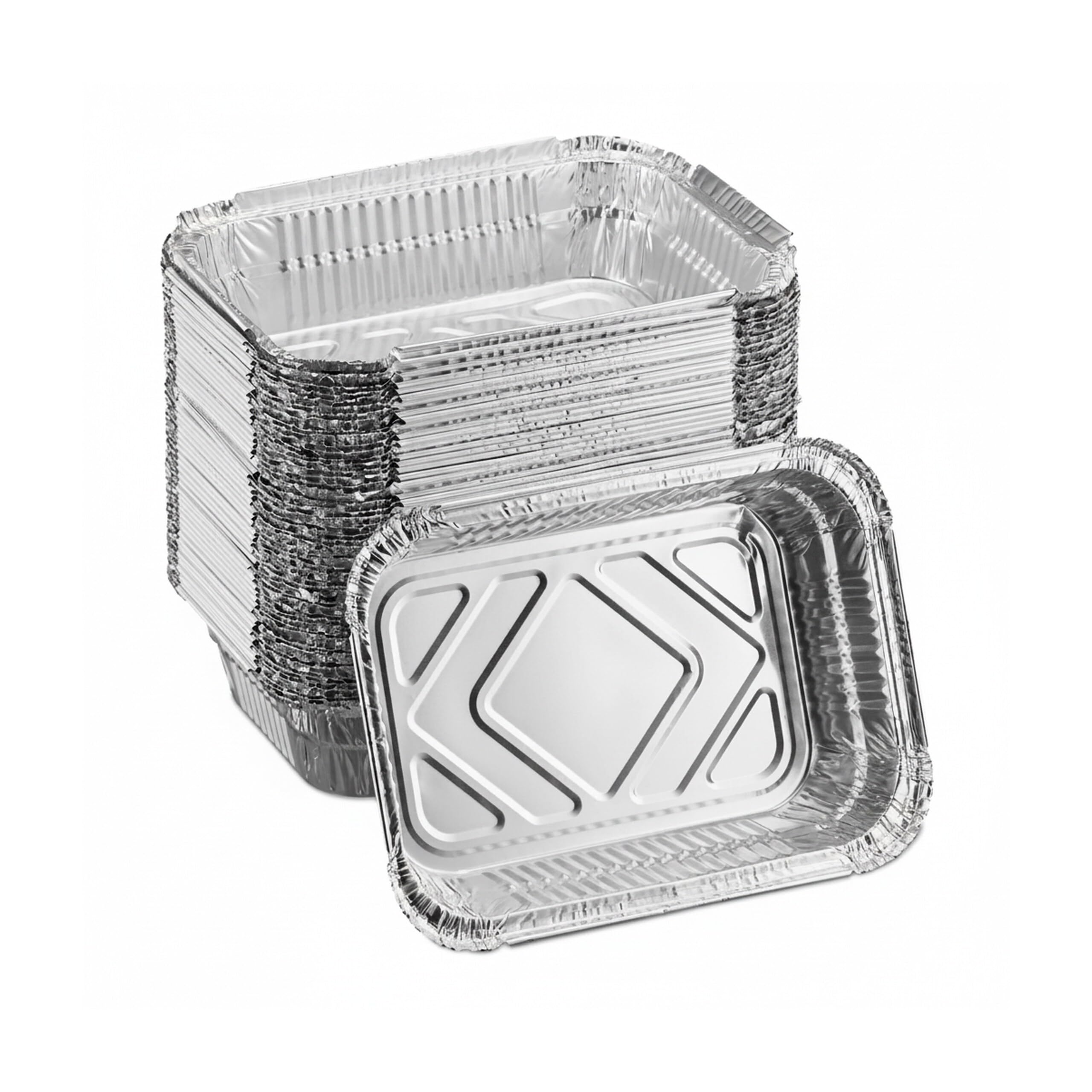 Relaxdays Bandeja Aluminio, Pack de 50, 18,5 x 13 cm, Envases Barbacoa Cuadrados, Recipiente Recogegotas BBQ, Plateado