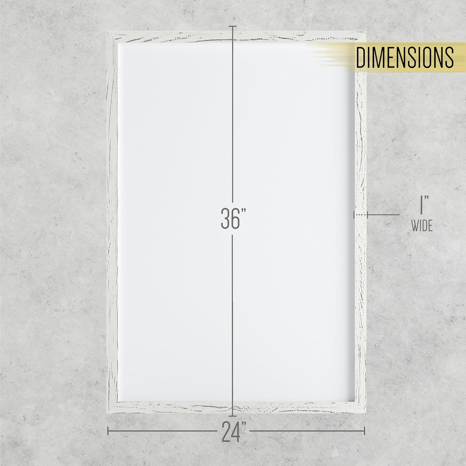 HBCY Creations Wall Mount Whitewashed White Board - 24"x36" - Dry Erase Marker, 4 Magnets, Eraser - Wood Frame - for Kitchen, Classrooms, Restaurant Menus and More!