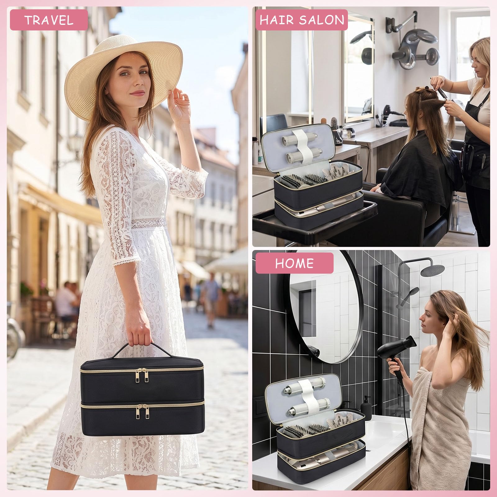 Estuche Transporte Viaje Compatible con Dyson Airwrap Styler, Organizador Portátil de Gran Capacidad para Secador De Pelo y Accesorios