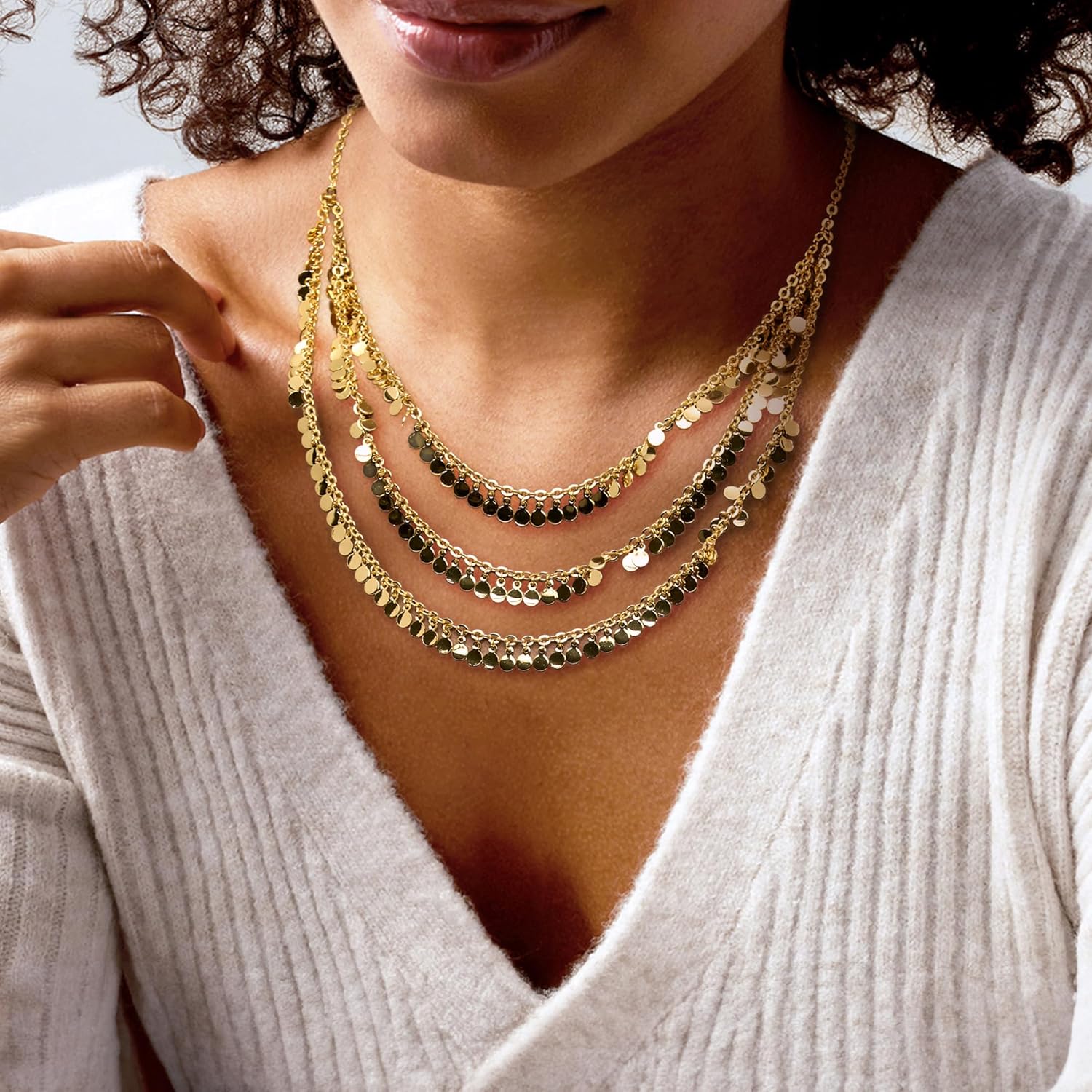 Ross-Simons 14kt Yellow Gold-Plated Multi-Strand Disc Necklace. 18 inches